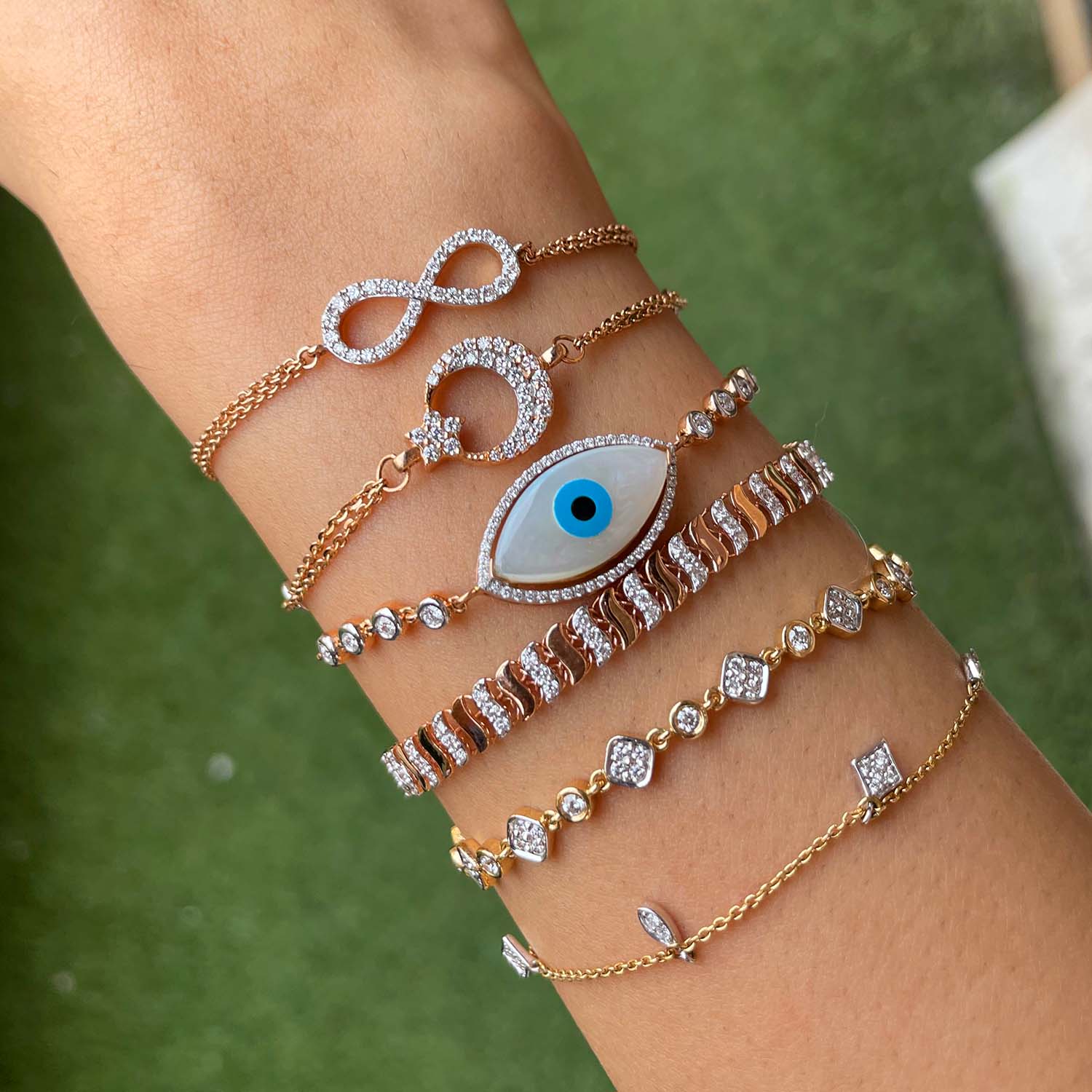 Minimal Diamond Charm Bracelet