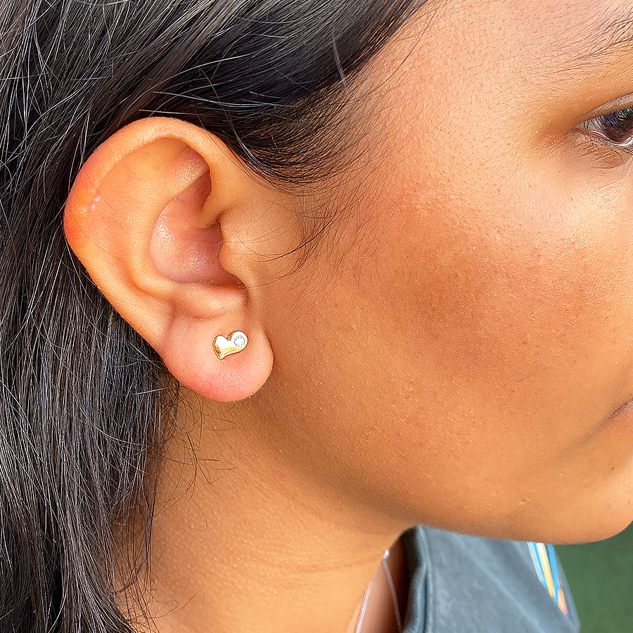 Lopsided Heart Diamond Studs
