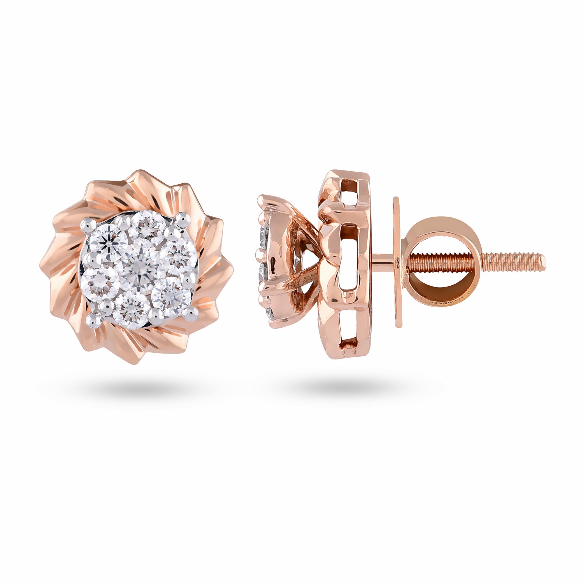 Two way wearable Jacket Stud Earrings  in Illusion setting