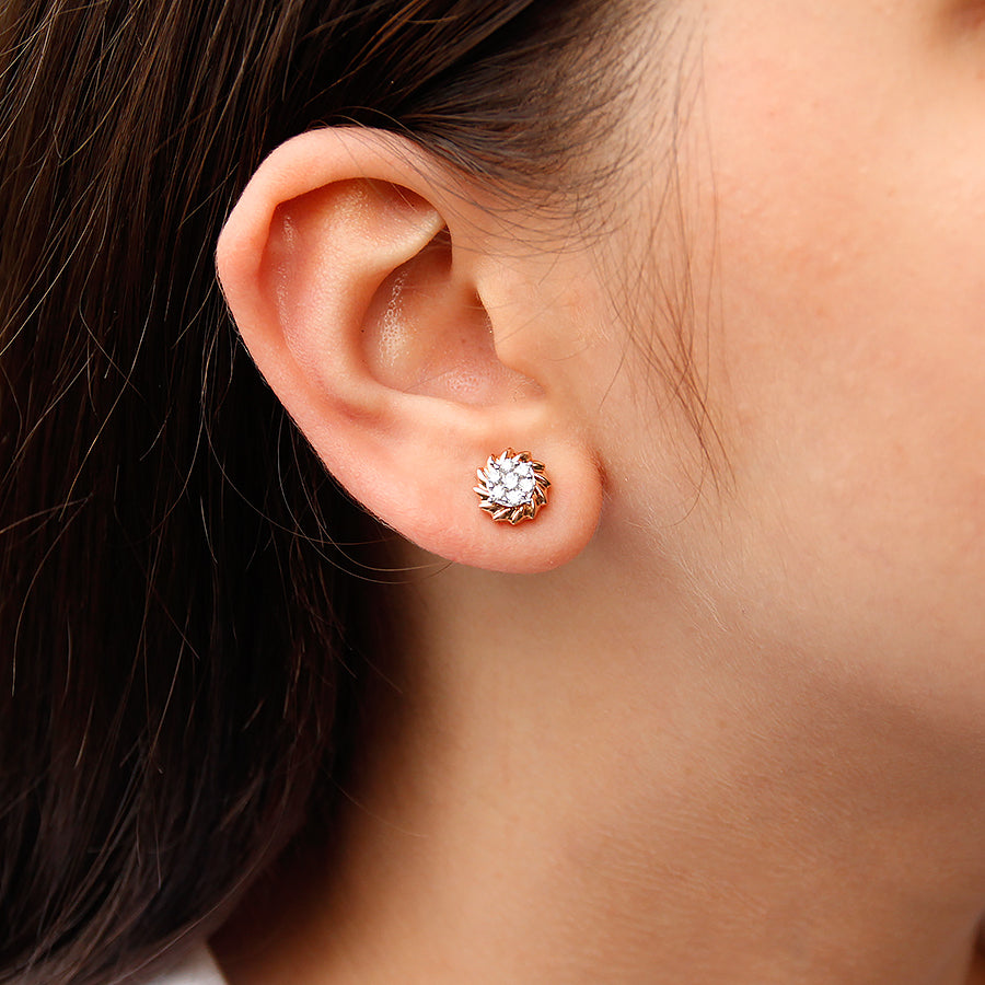 Two way wearable Jacket Stud Earrings  in Illusion setting