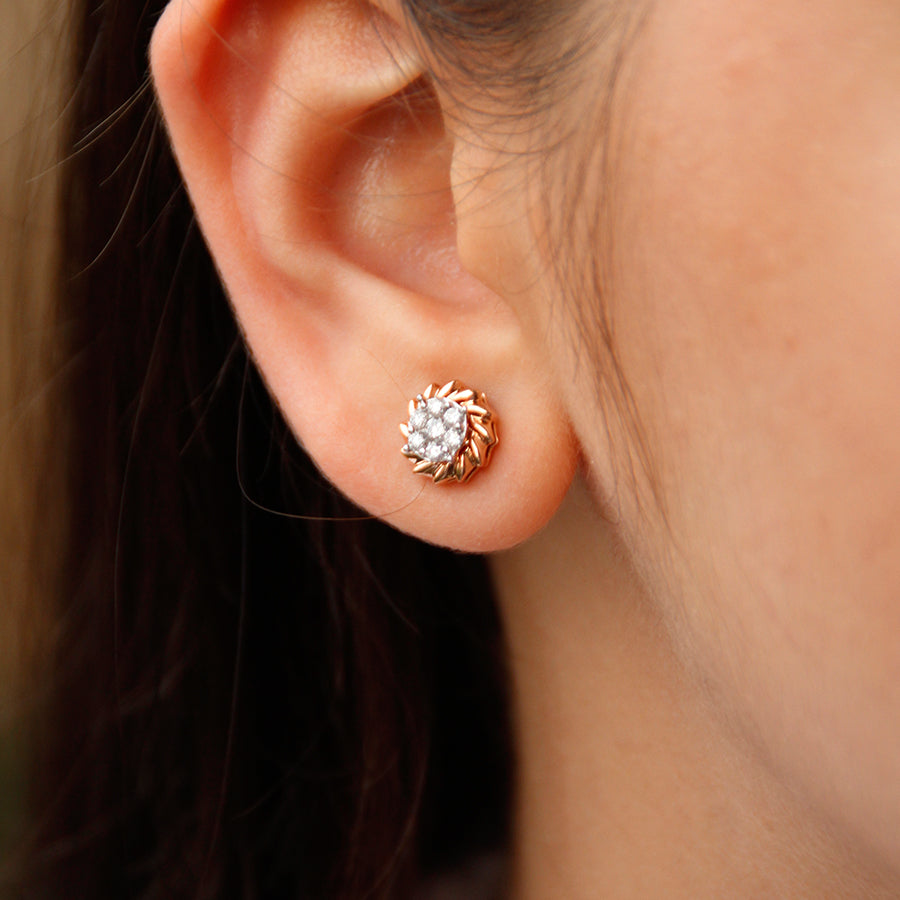 Two way wearable Jacket Stud Earrings  in Illusion setting
