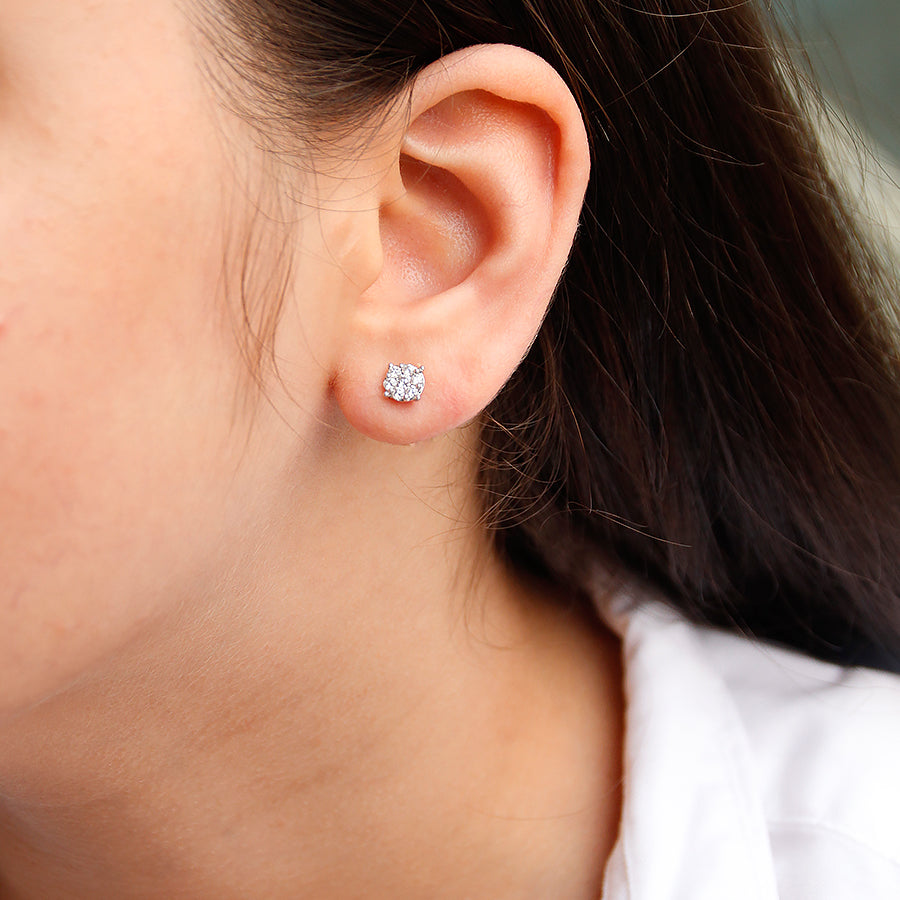 Two way wearable Jacket Stud Earrings  in Illusion setting