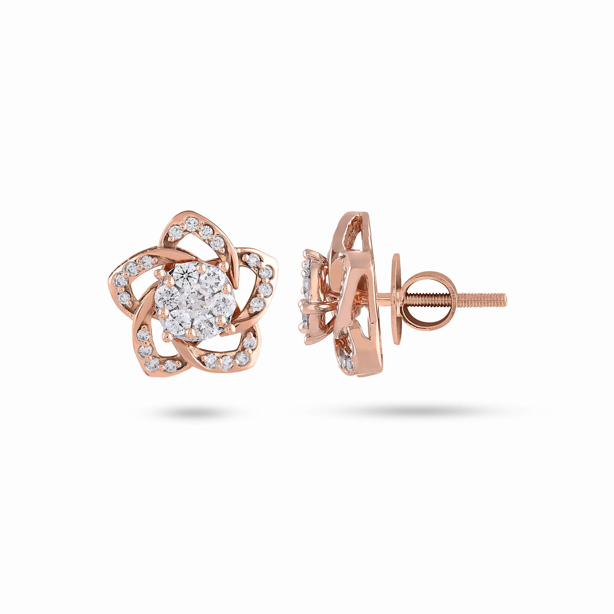 Two Way Wearable Cross Jacket Stud Earrings  in Illusion Setting