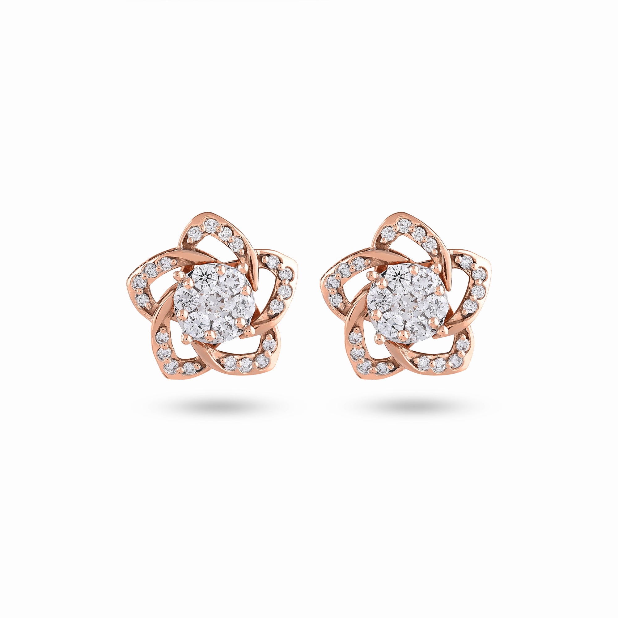 Two Way Wearable Cross Jacket Stud Earrings  in Illusion Setting