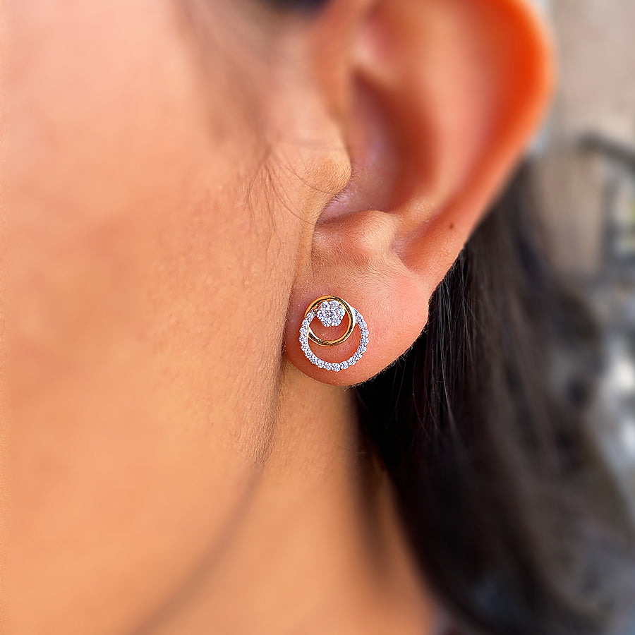 Floating Circle with Illusion setting diamond Earrings
