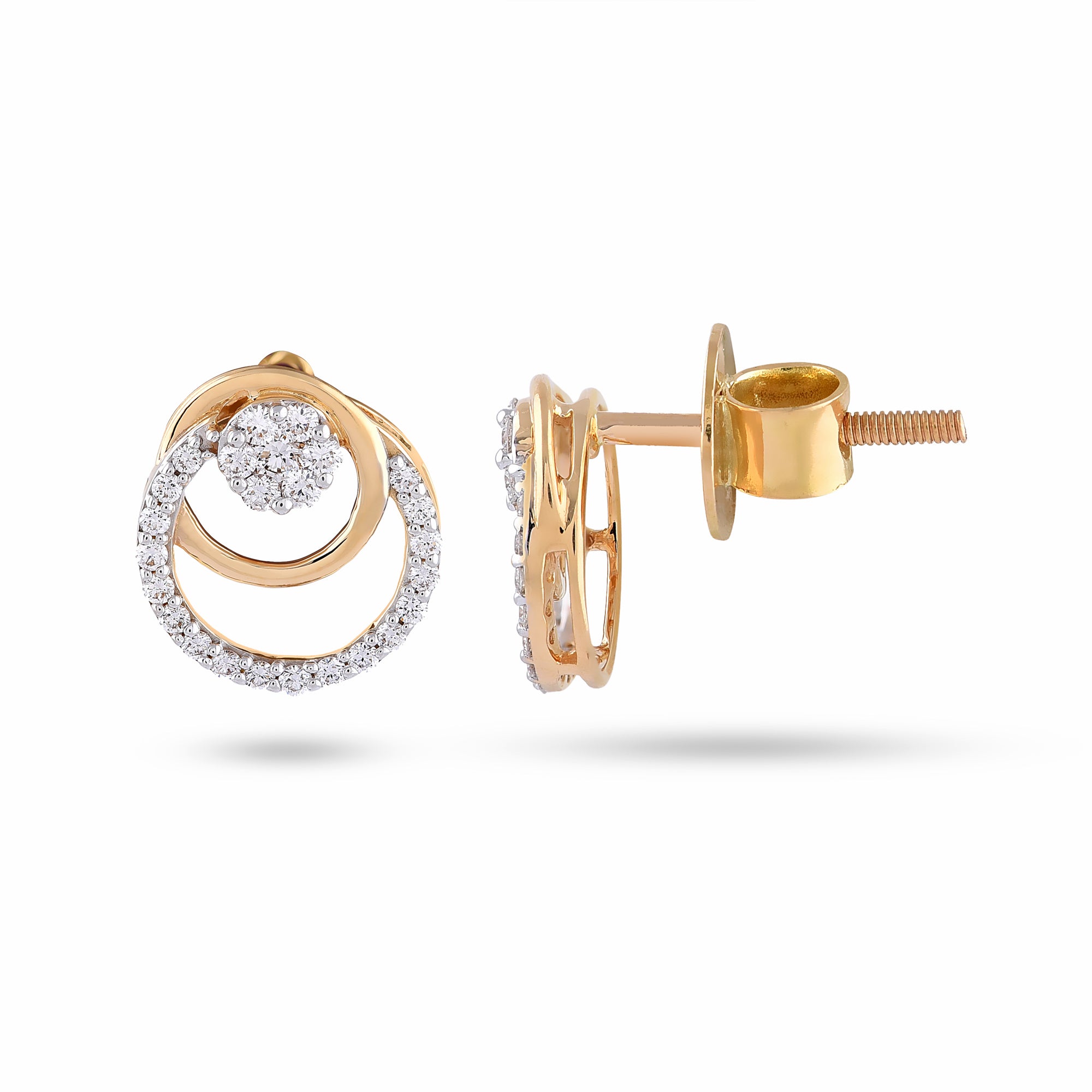 Floating Circle with Illusion setting diamond Earrings