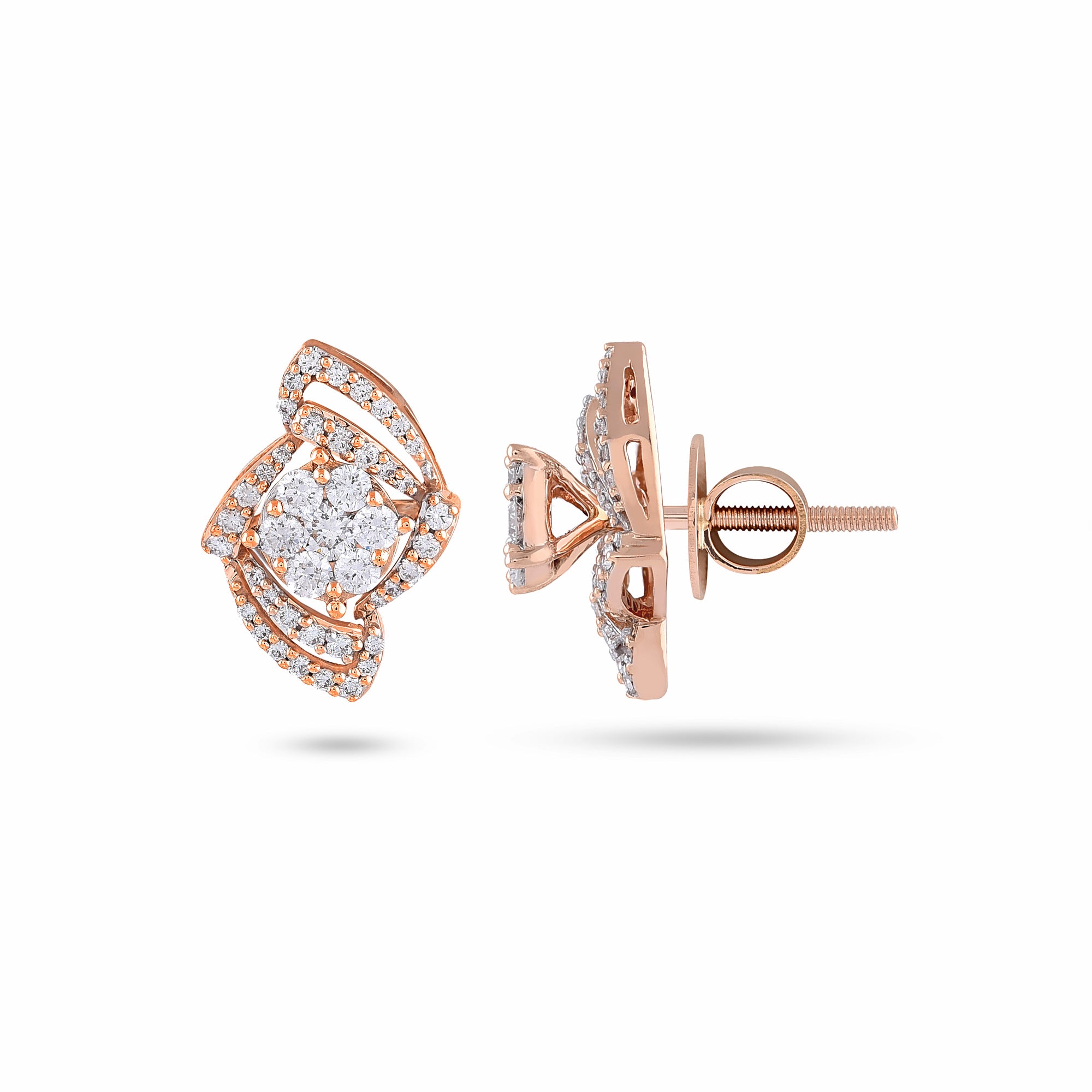 Two Way Wearable Cross Jacket Stud Earrings  in Illusion Setting