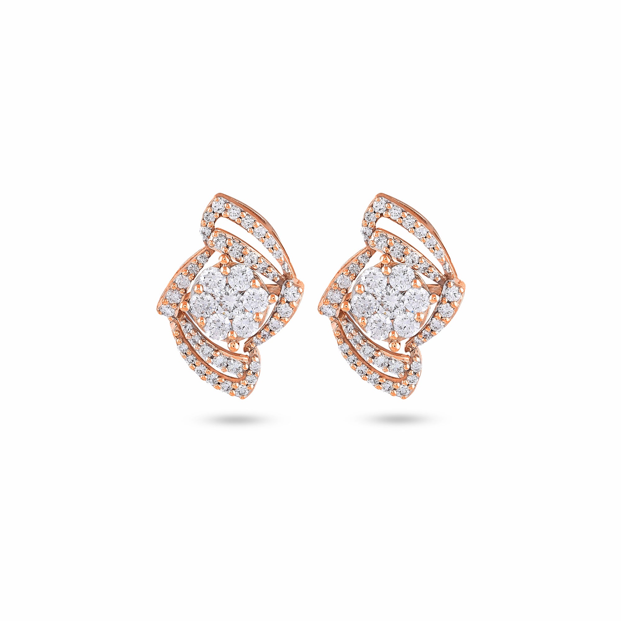 Two Way Wearable Cross Jacket Stud Earrings  in Illusion Setting