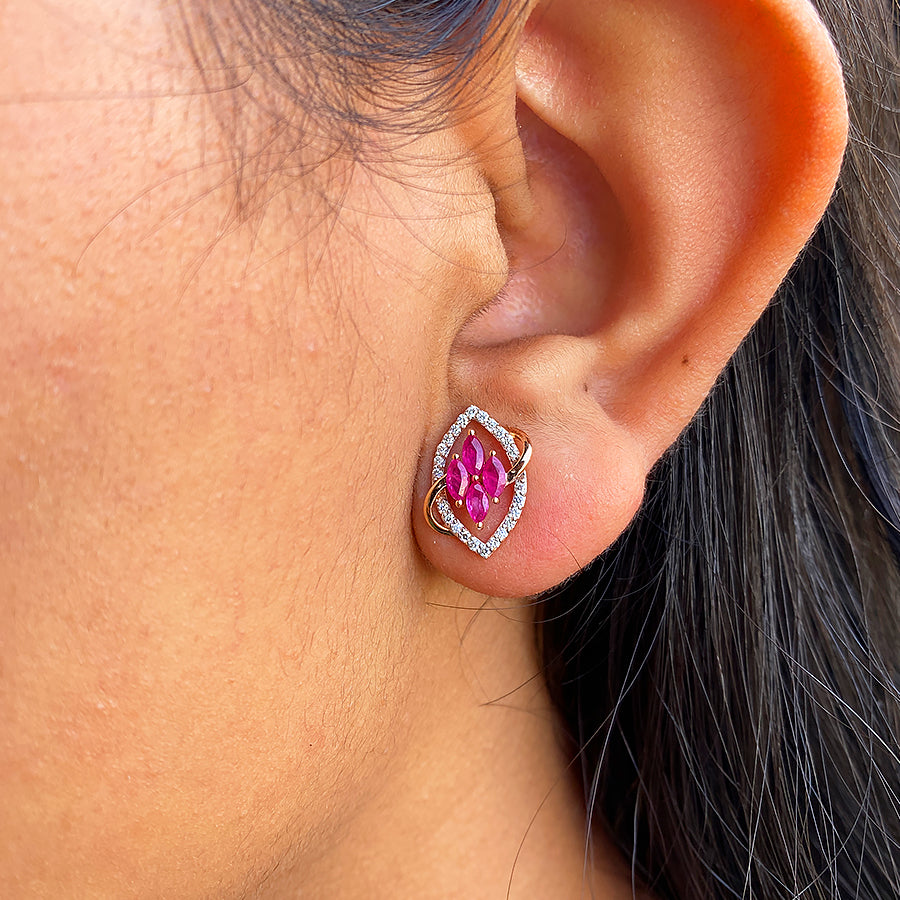 Marquise Ruby Diamond Earrings