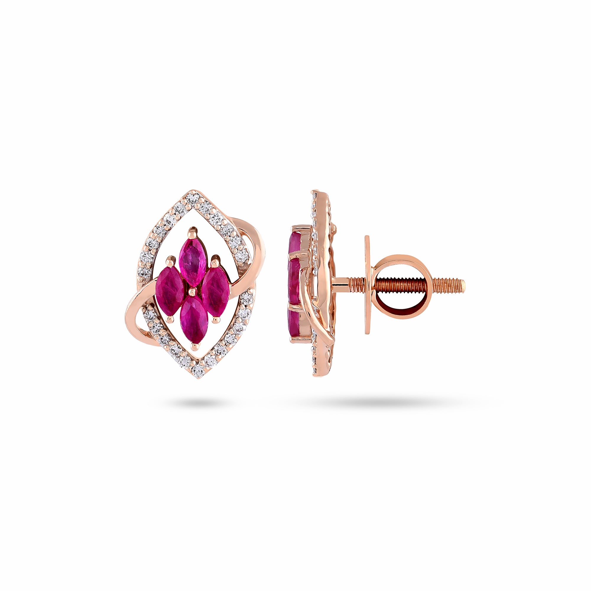 Marquise Ruby Diamond Earrings
