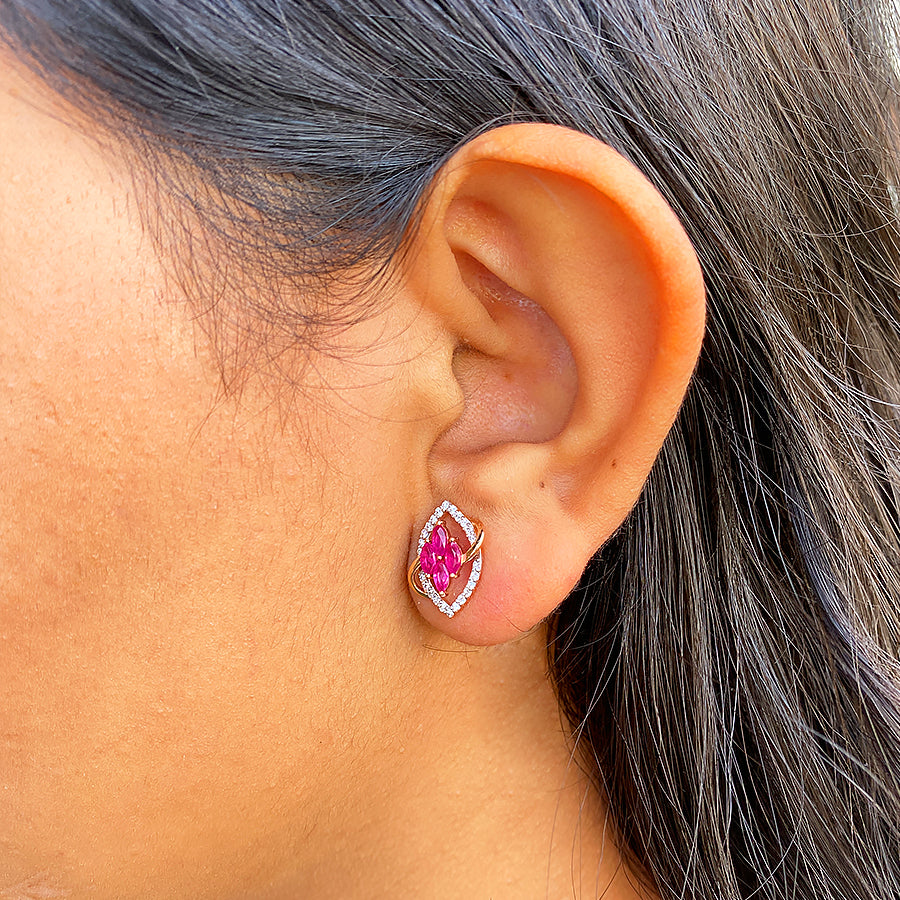 Marquise Ruby Diamond Earrings