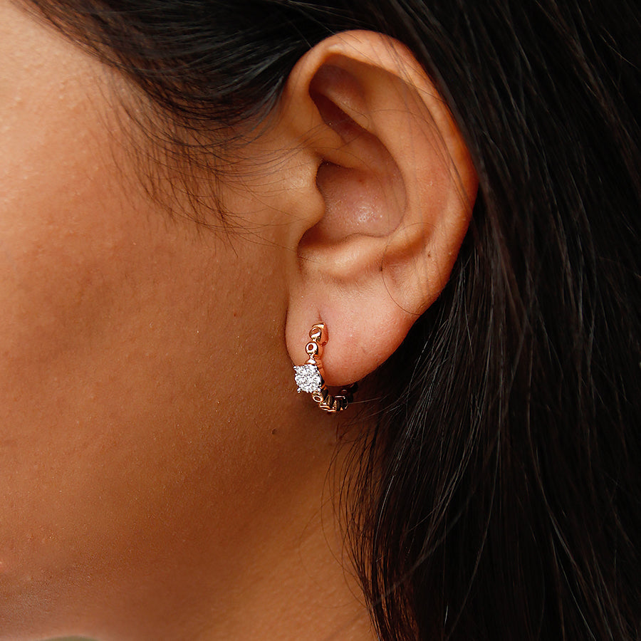Hollow Bubble Diamond Hoop earrings
