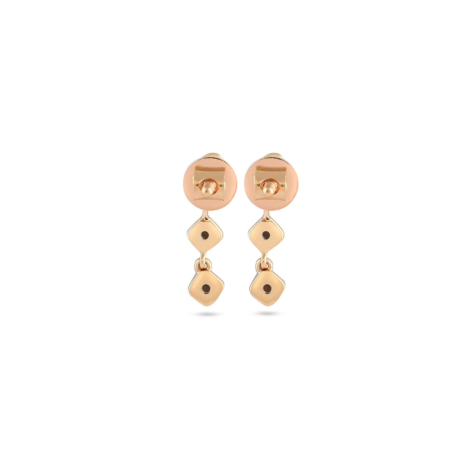 Tripple Bezel Daimond Drop Earrings