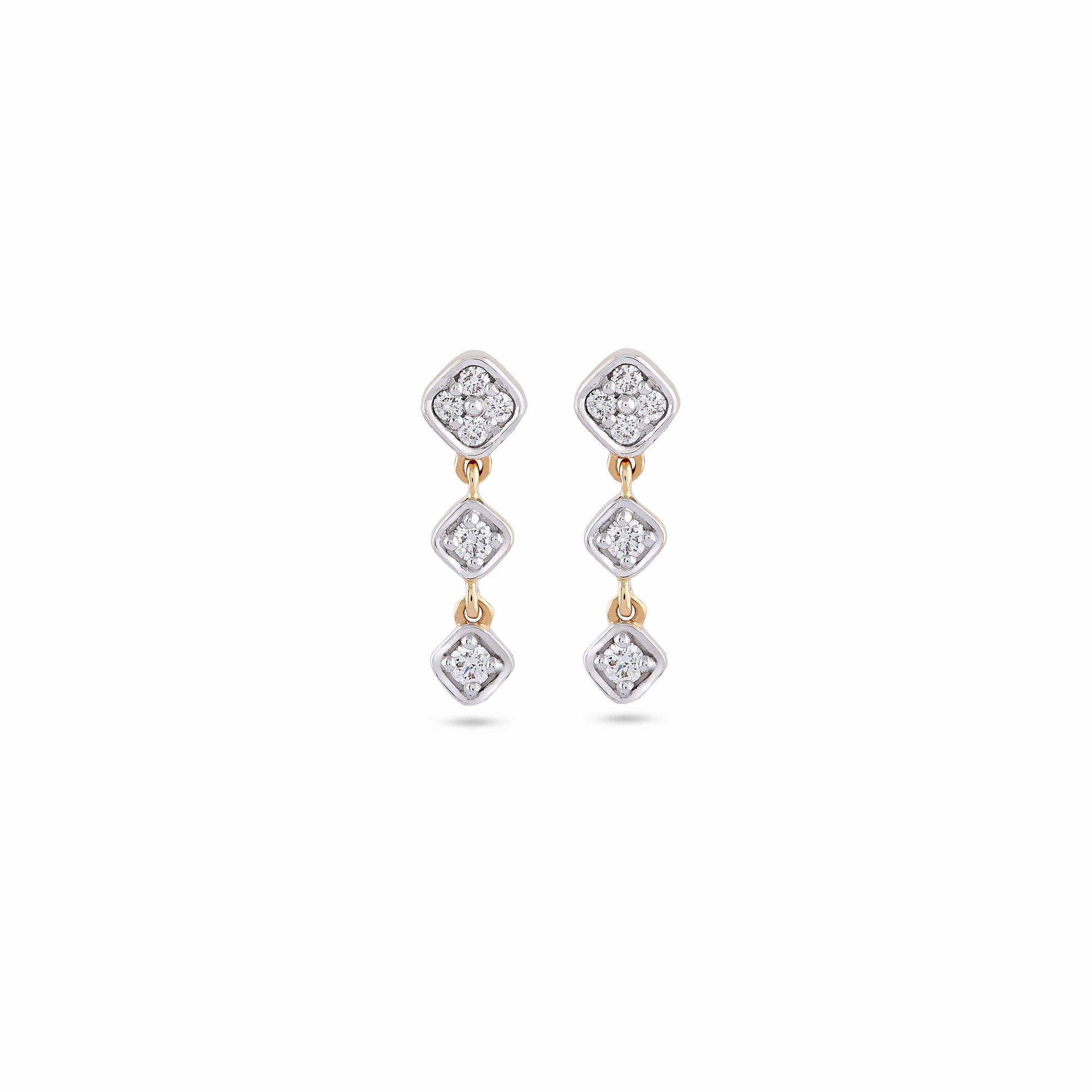 Tripple Bezel Daimond Drop Earrings
