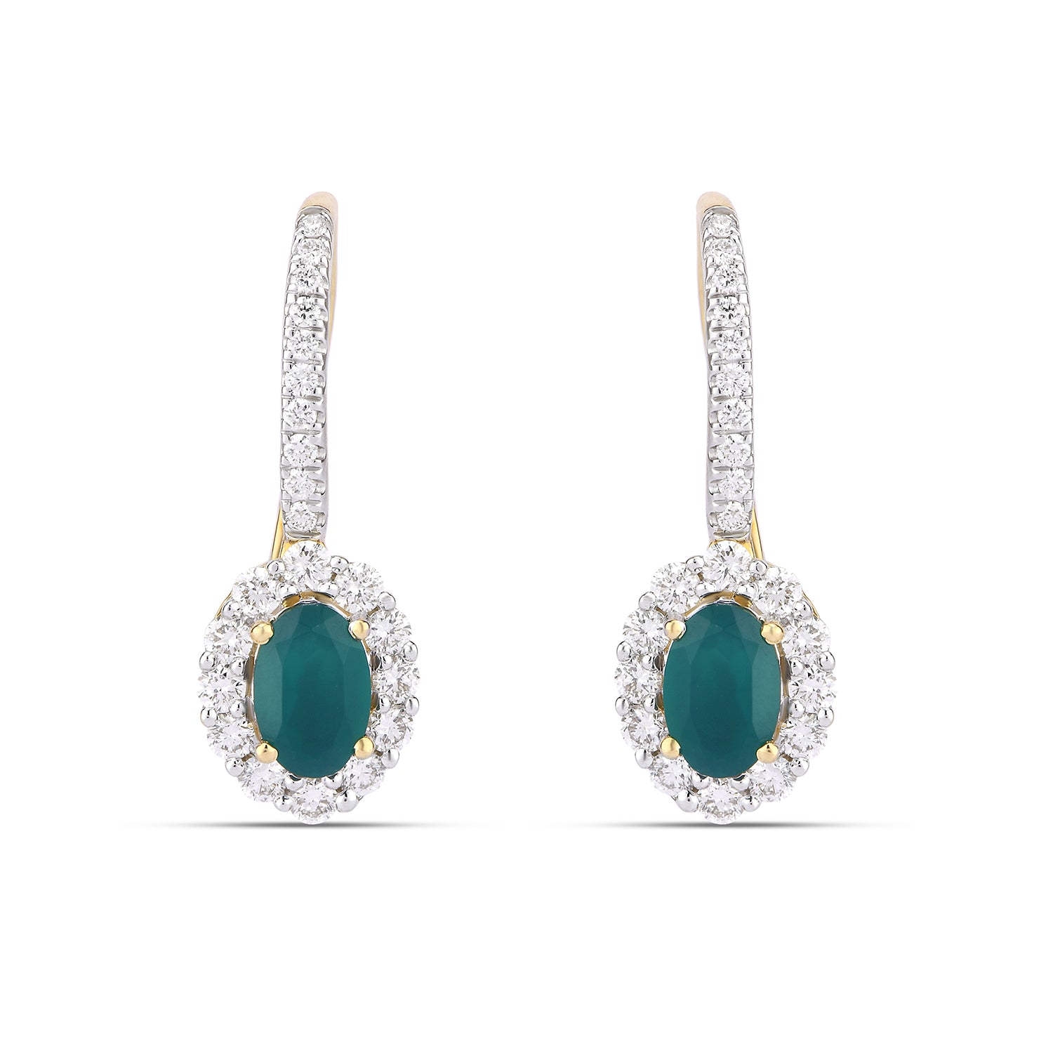 Green Emerald Diamond Earrings