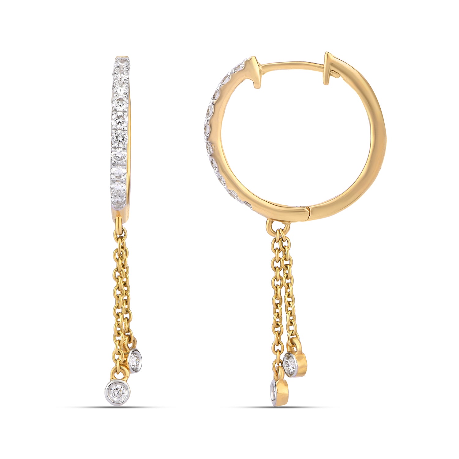 Diamond Chain Tasseled Hoop earrings
