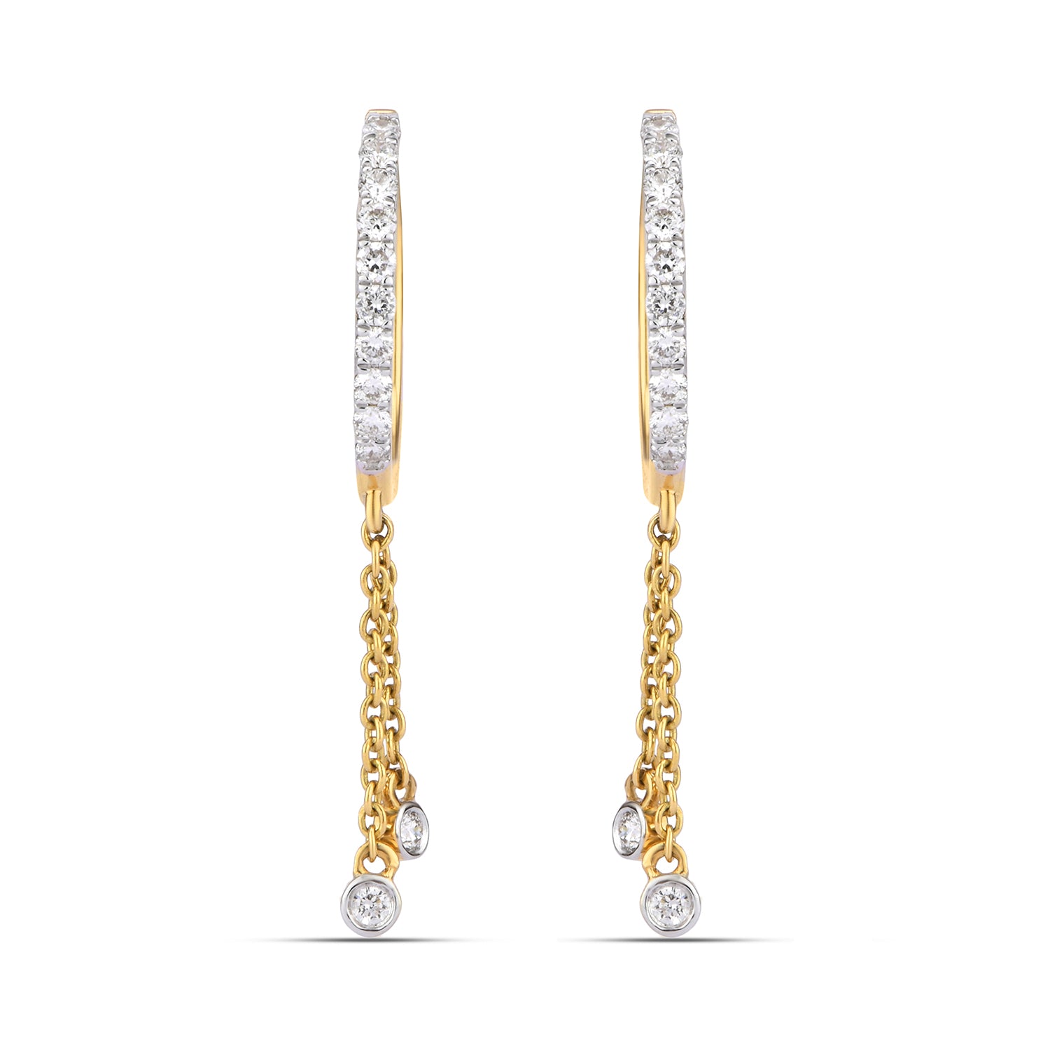 Diamond Chain Tasseled Hoop earrings