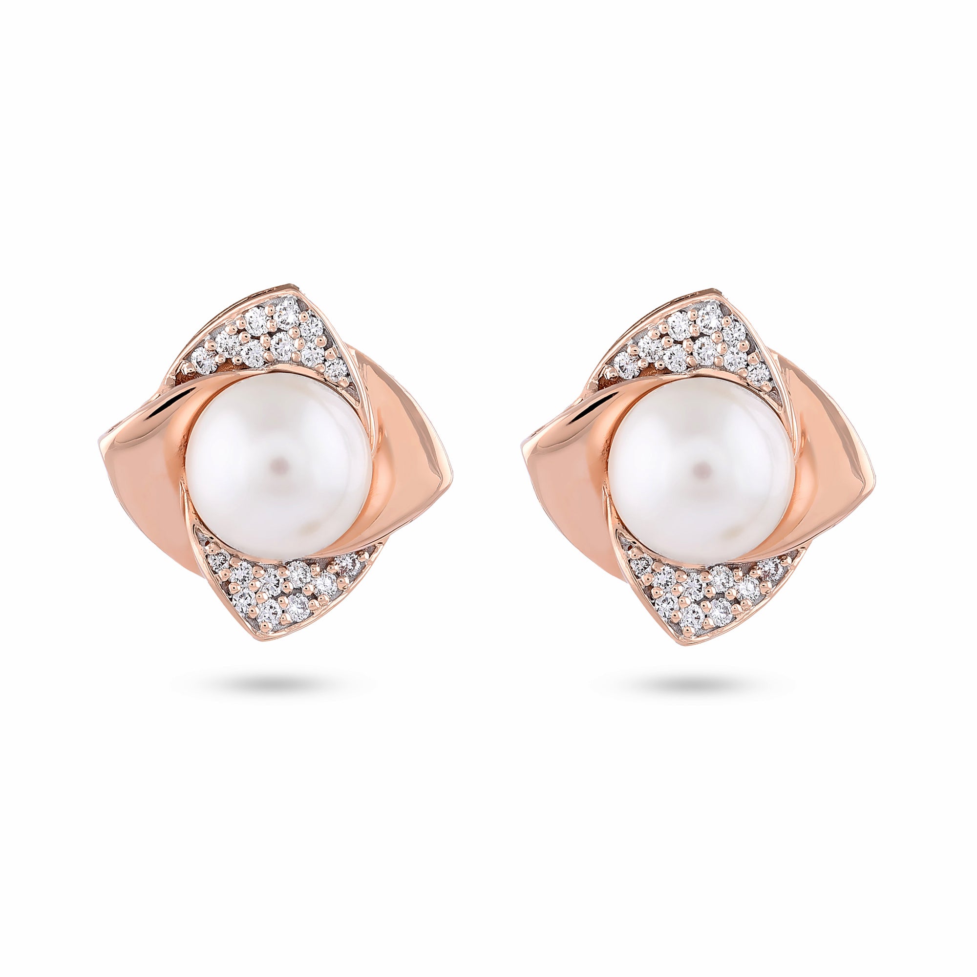 Diamond Pearl Stud Earrings