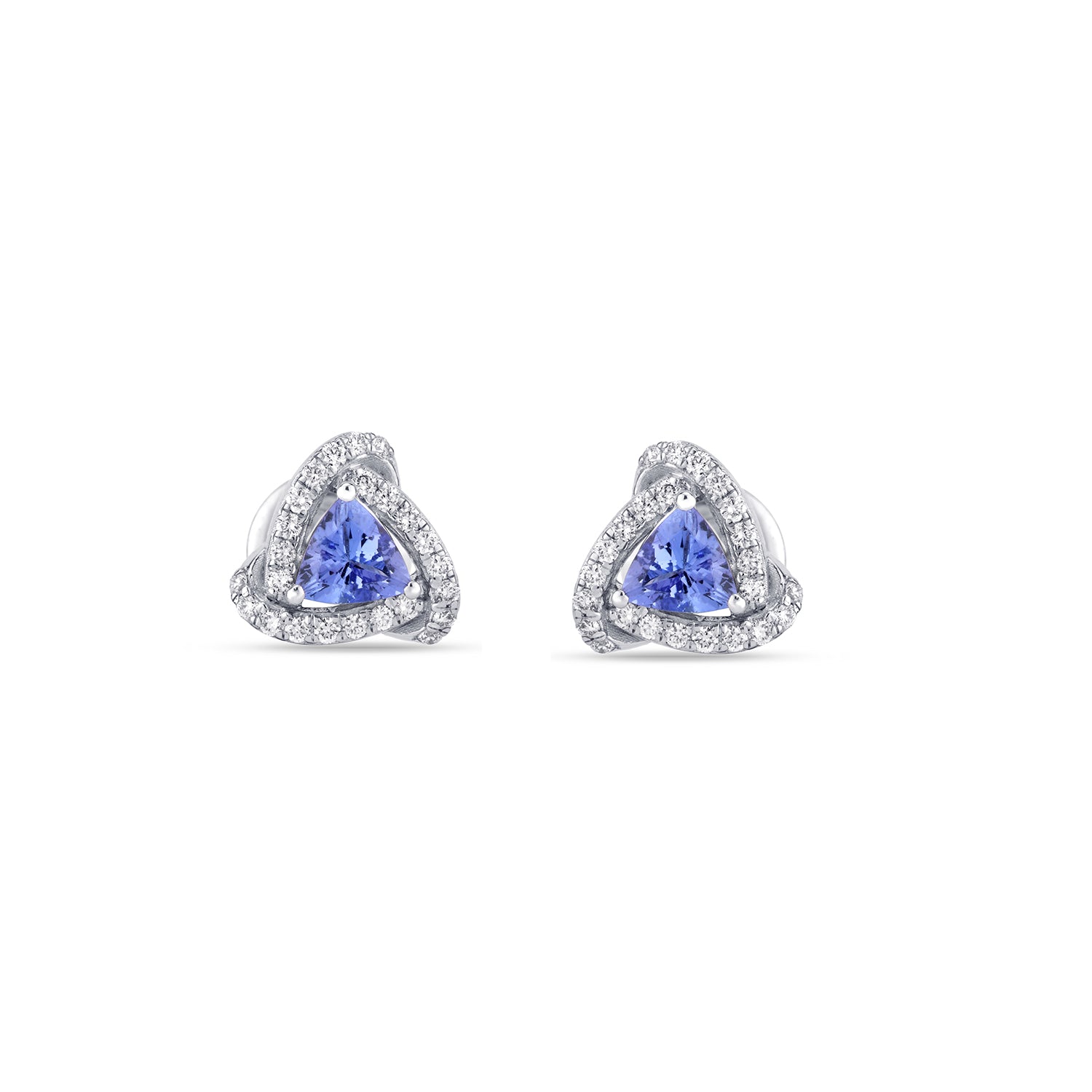 Trillian shaped  Tanzanite & Diamond Studs