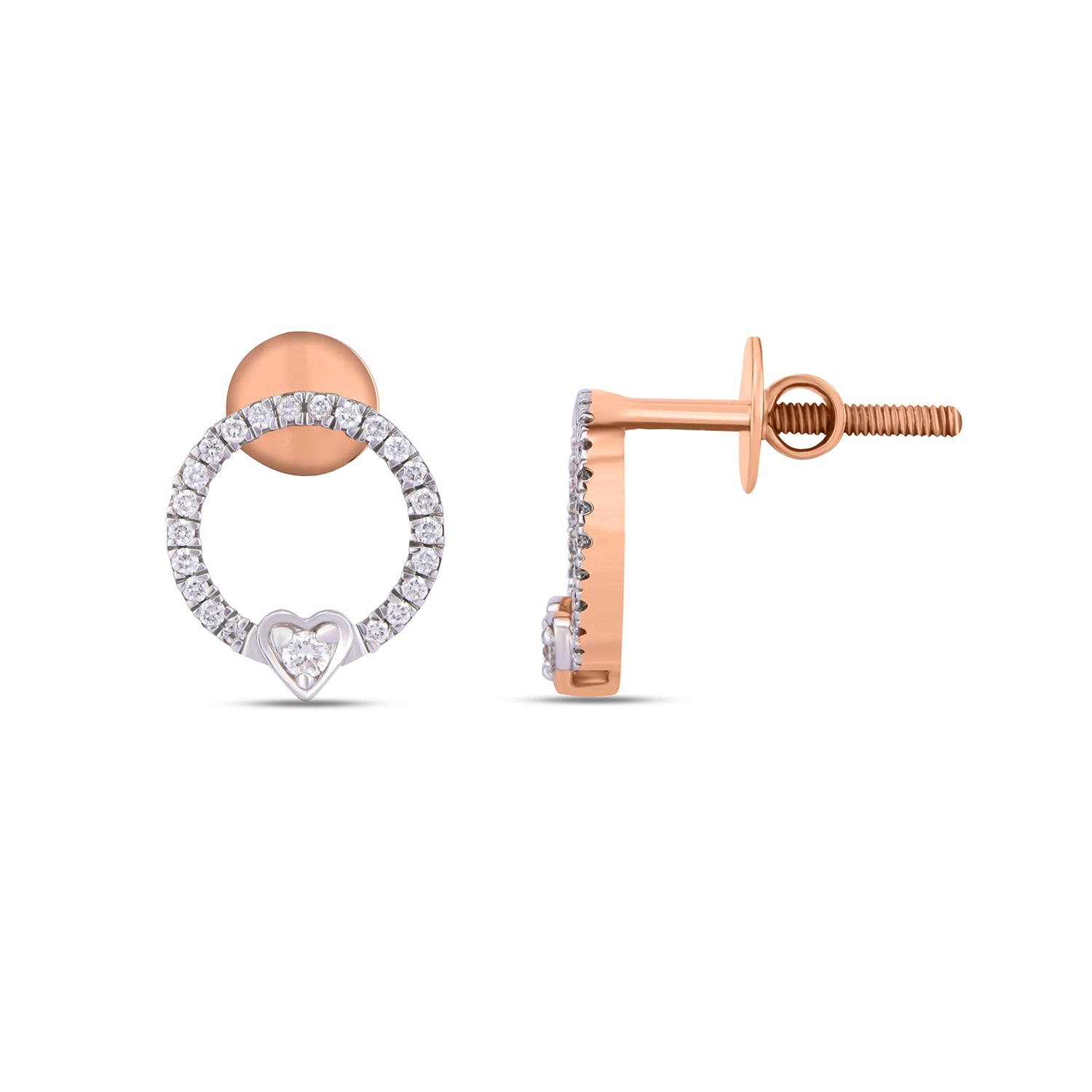Center Heart diamond Earrings