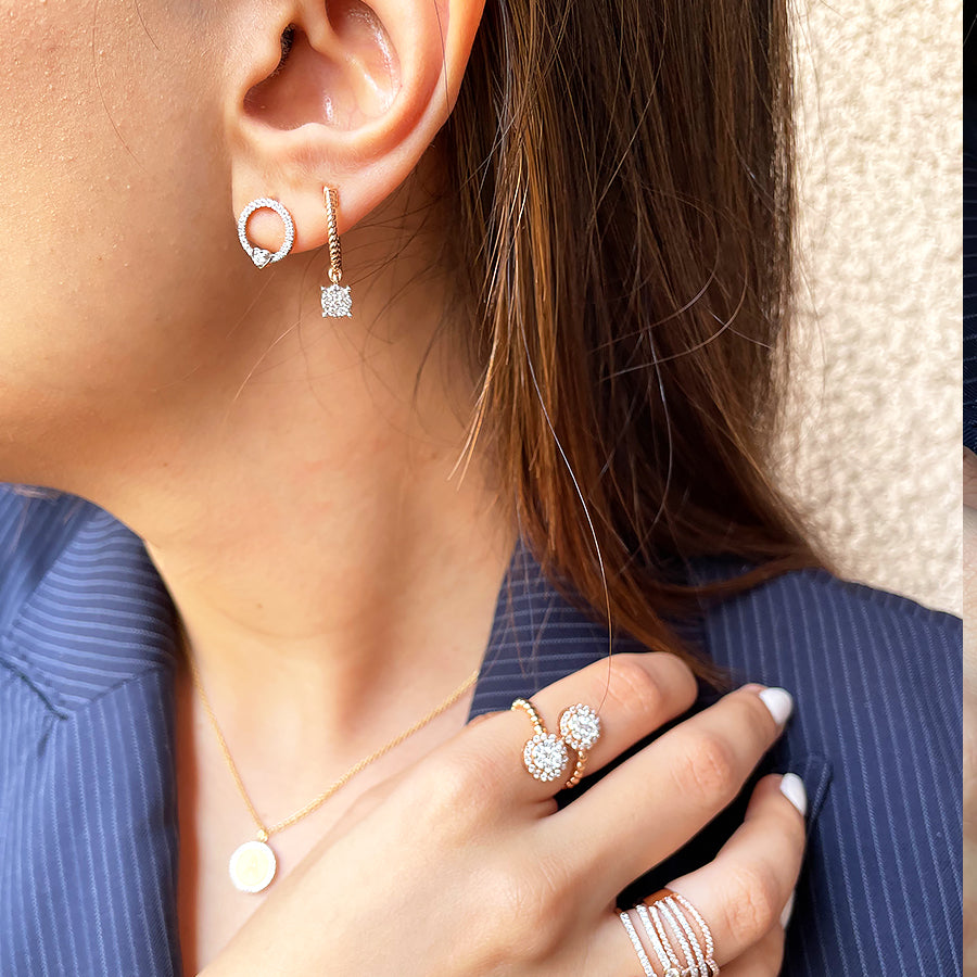 Center Heart diamond Earrings