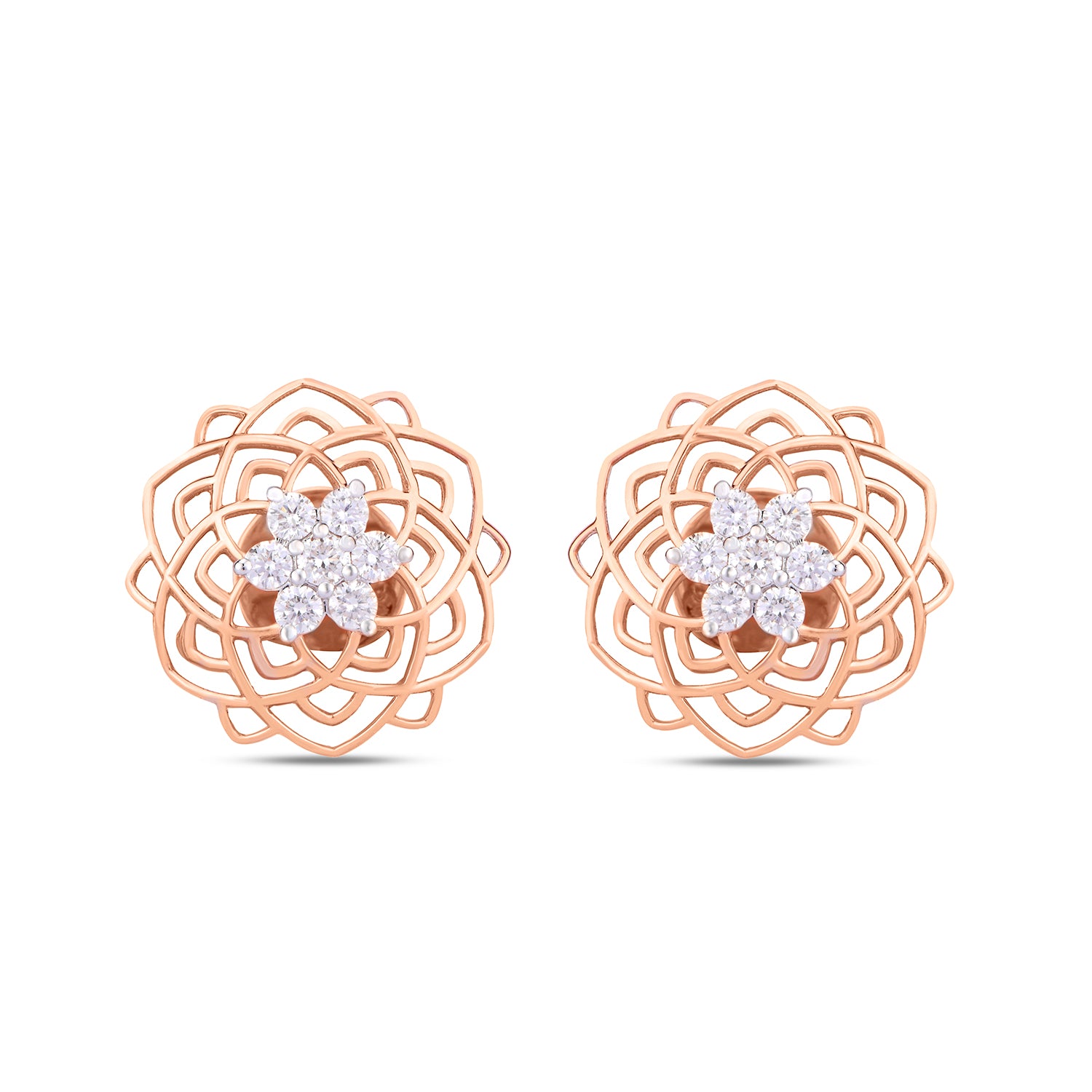 Mandala Diamond Ear Studs