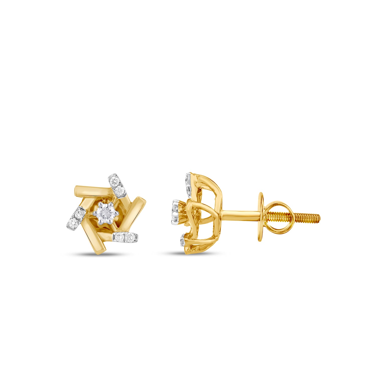Stary twist petite diamond studs