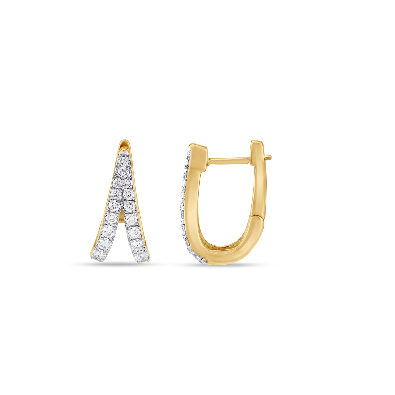 Chevron diamond Huggie Earrings