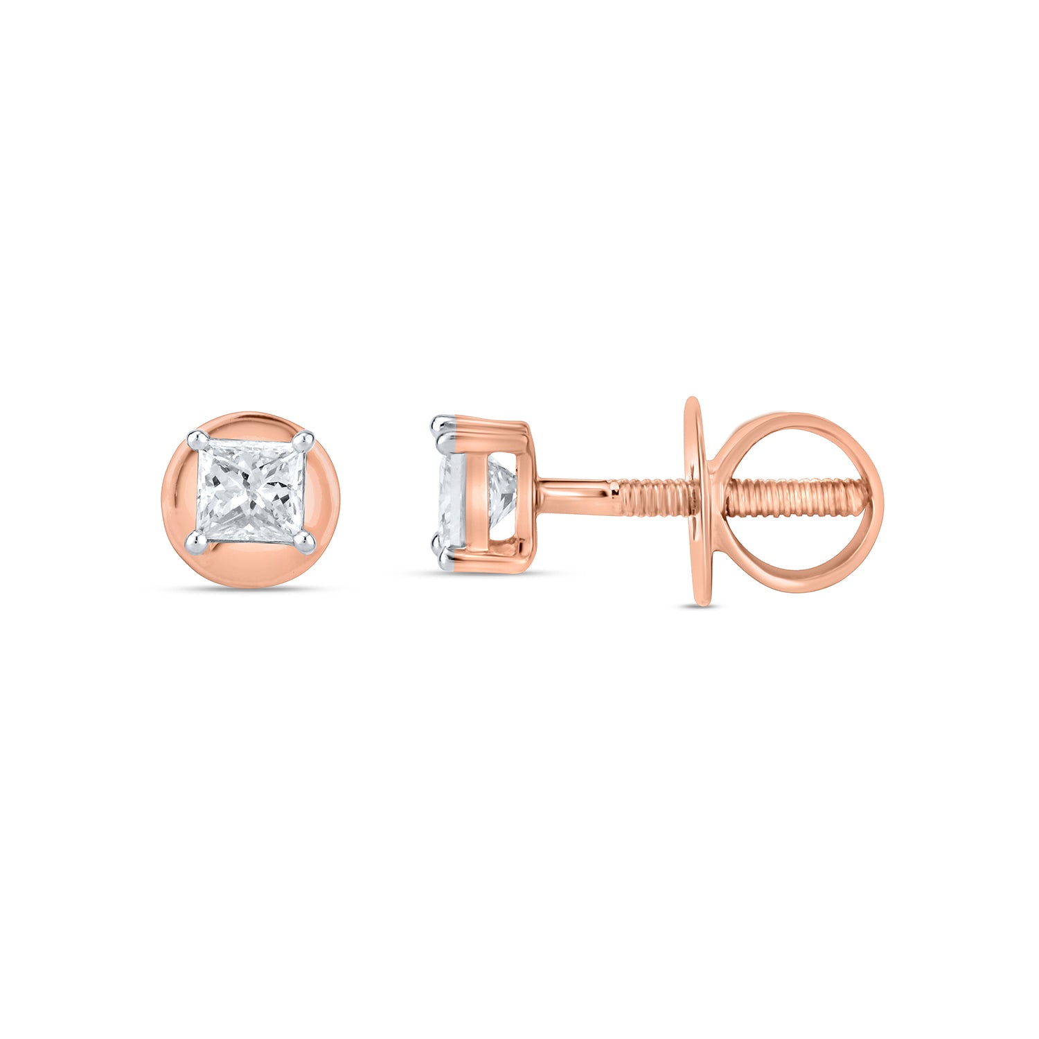 Classic 0.15pt Princess Diamond Studs Earrings