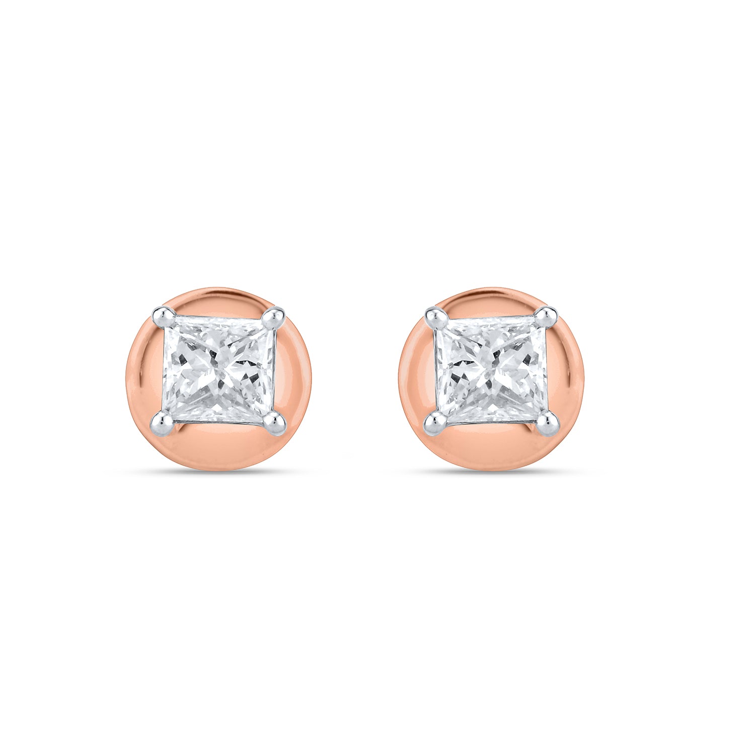 Classic 0.15pt Princess Diamond Studs Earrings