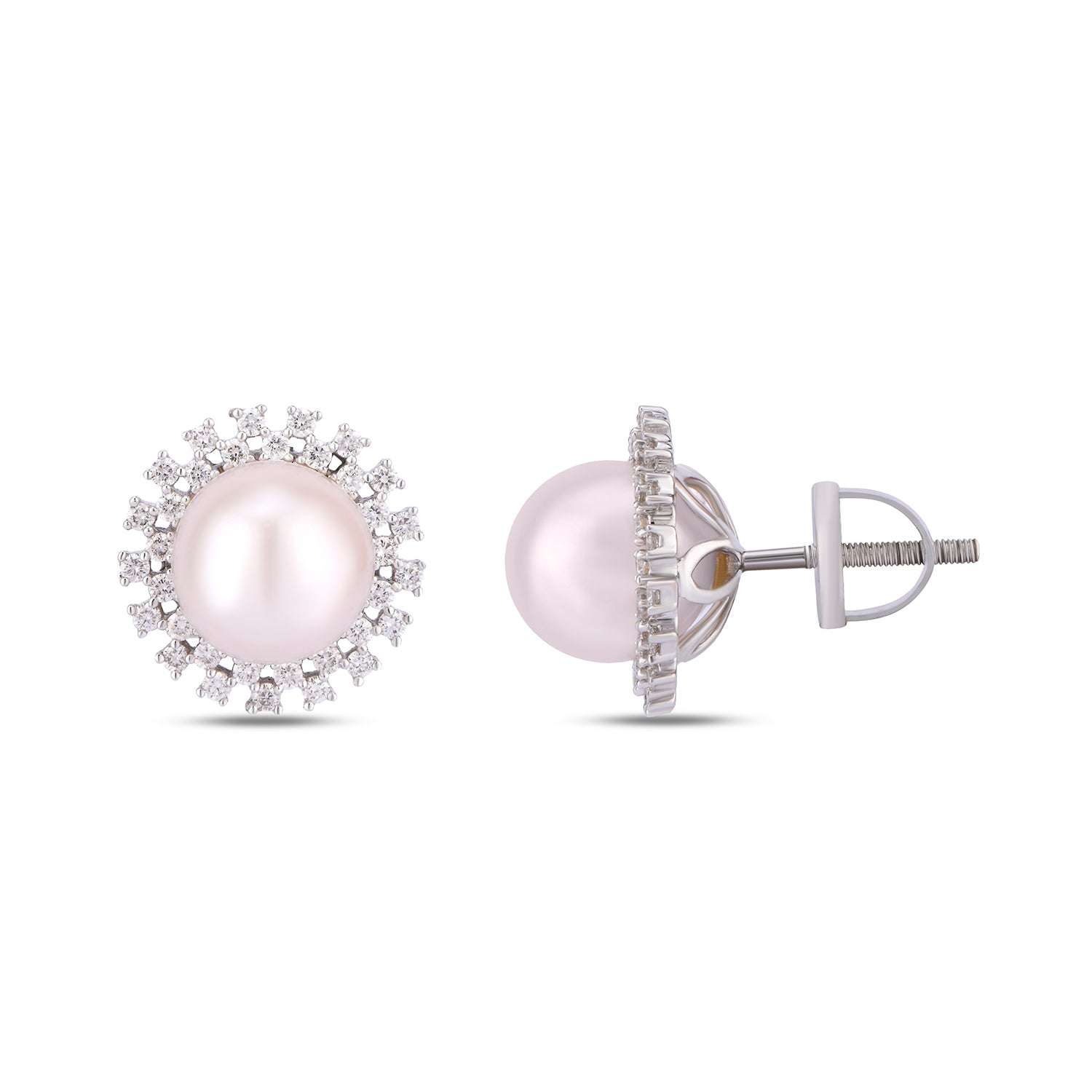 Pearl and diamond Stud Earrings