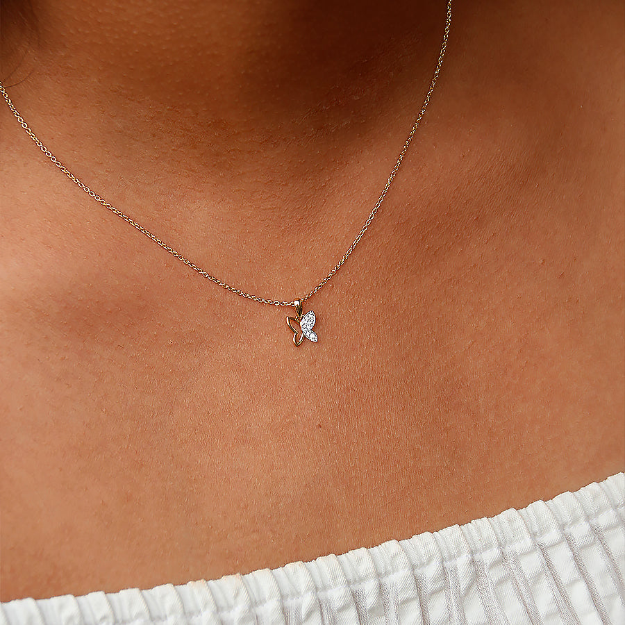 Butterfly Diamond Pendant Necklace