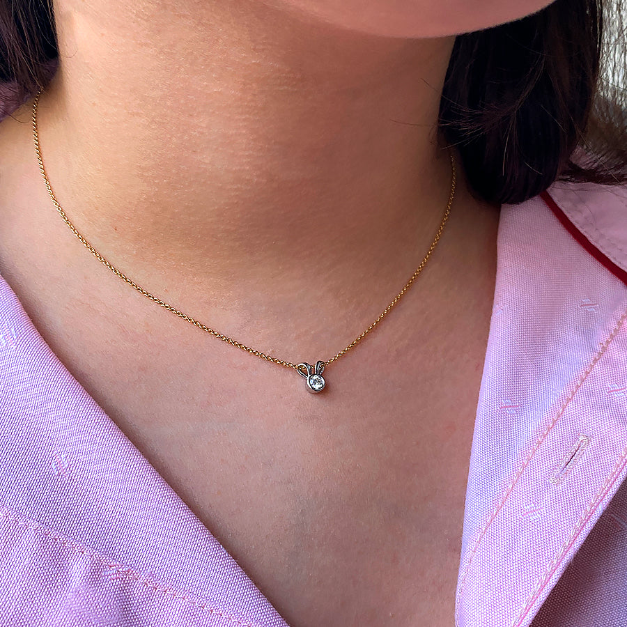 Solitaire Cartoon Diamond Pendant Necklace