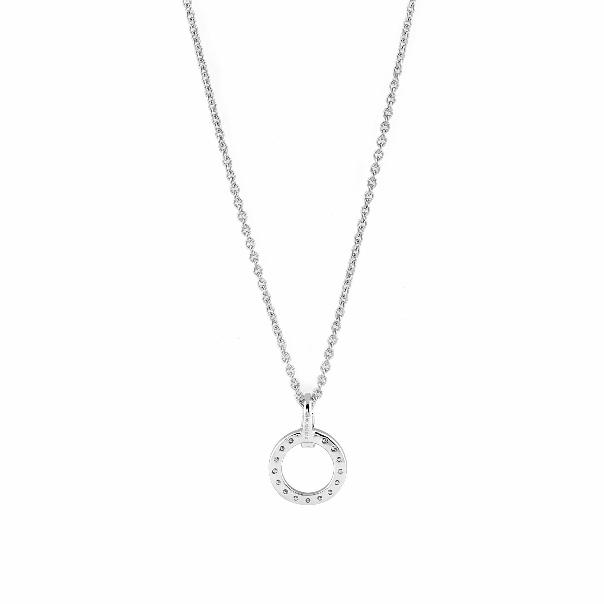 Minimal Circular Diamond Necklace With Blue Sapphire