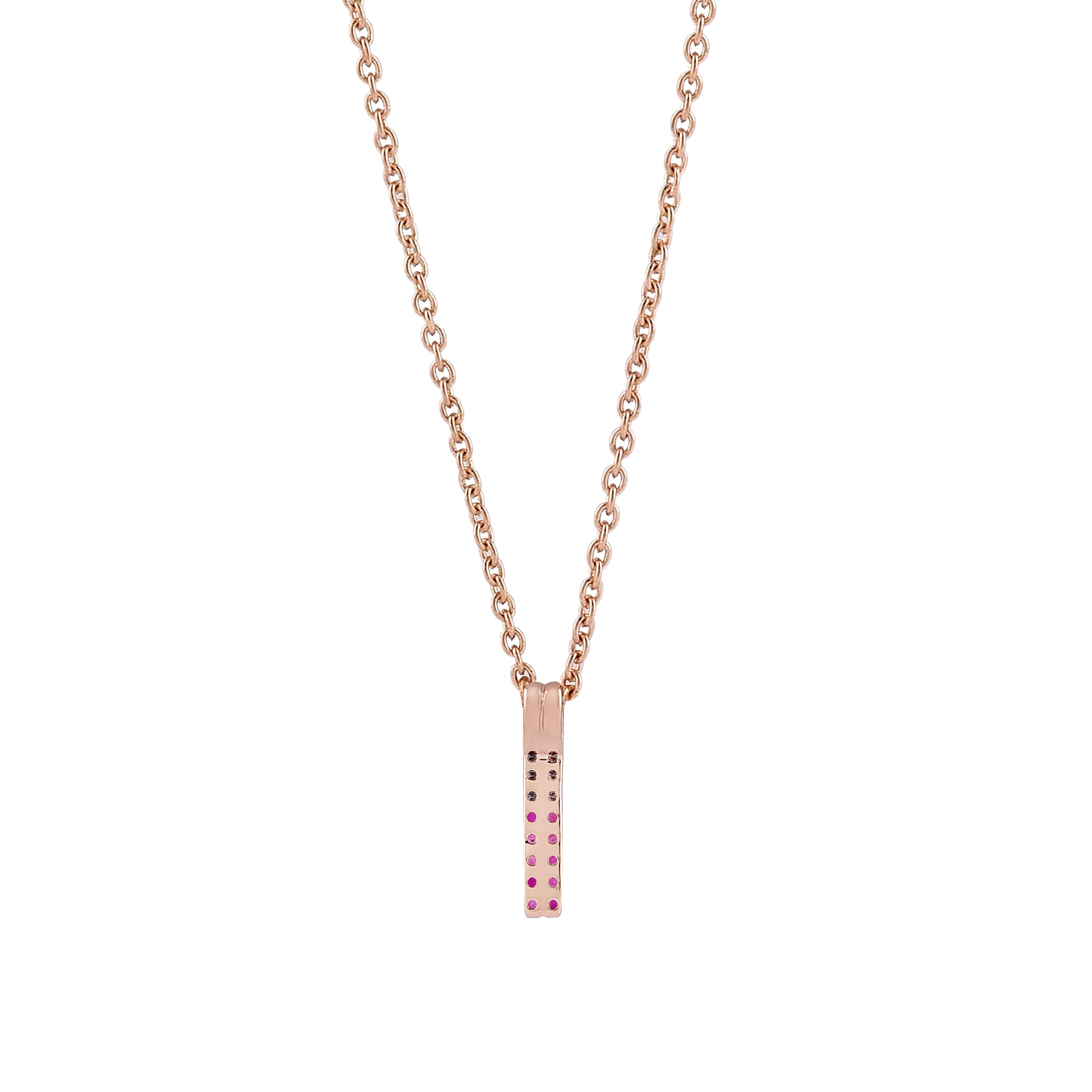 Ruby & Diamond Bar Pendant Necklace