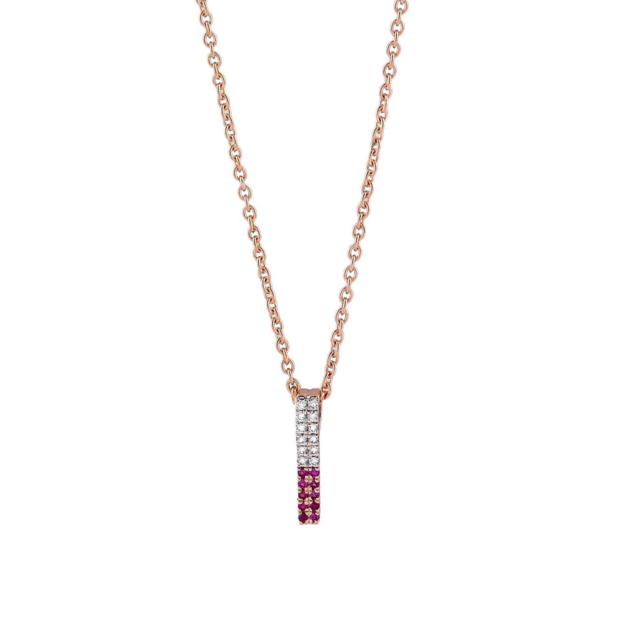 Ruby & Diamond Bar Pendant Necklace