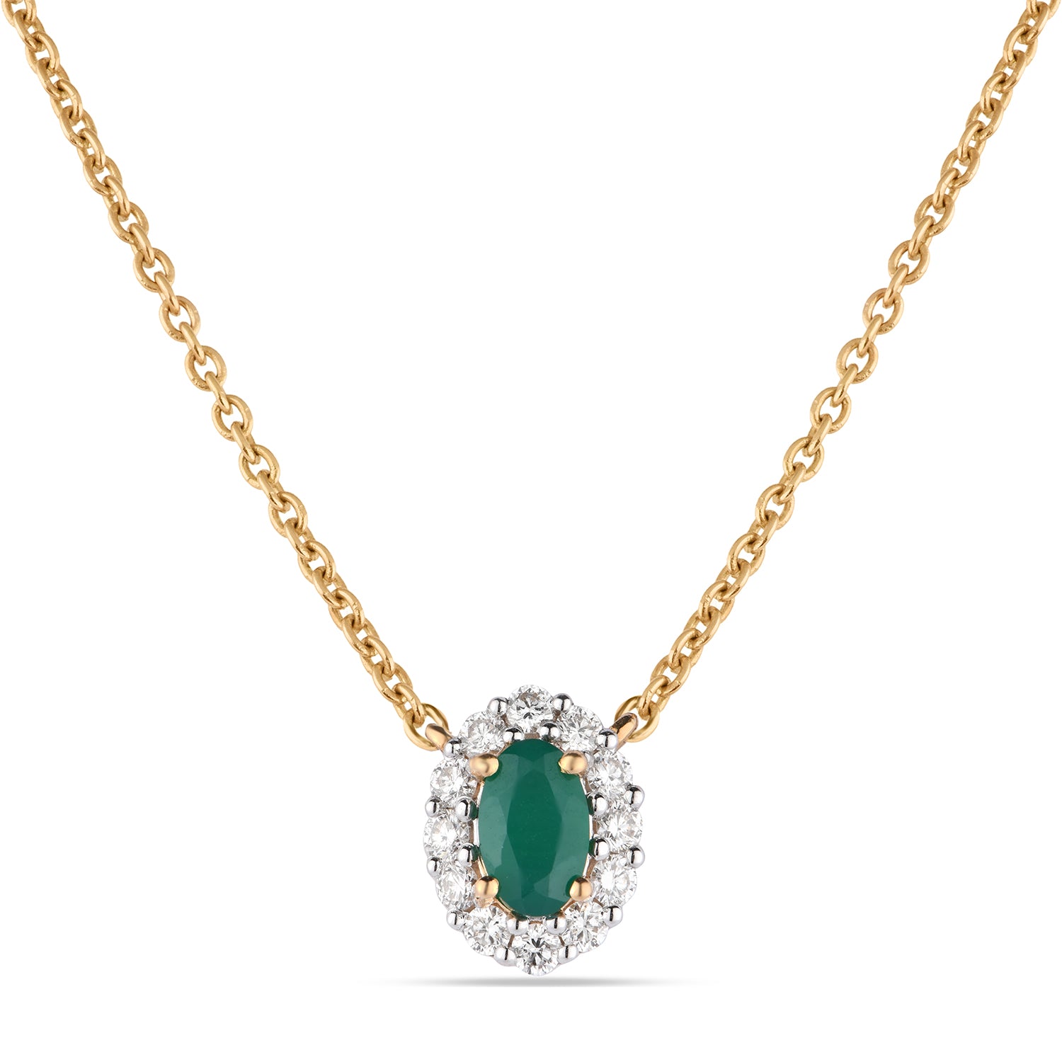Green Emerald Diamond Necklace