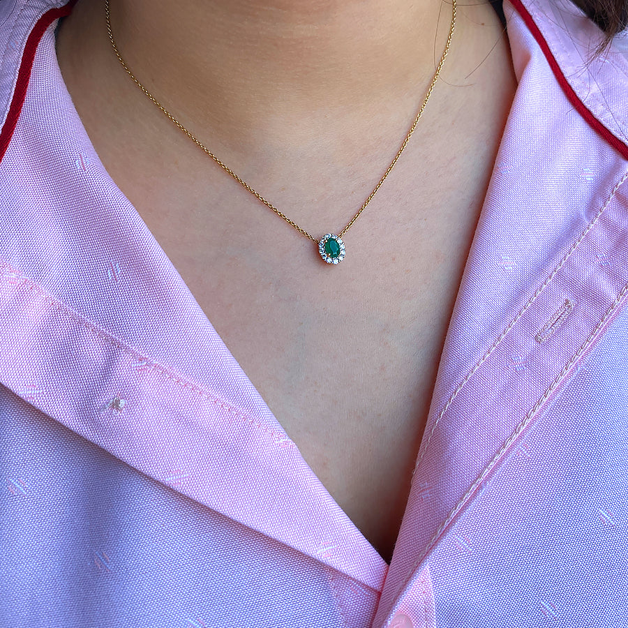 Green Emerald Diamond Necklace