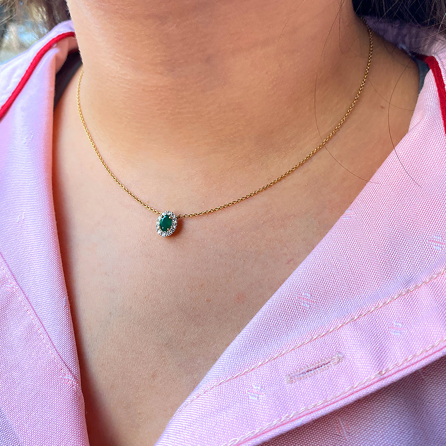Green Emerald Diamond Necklace