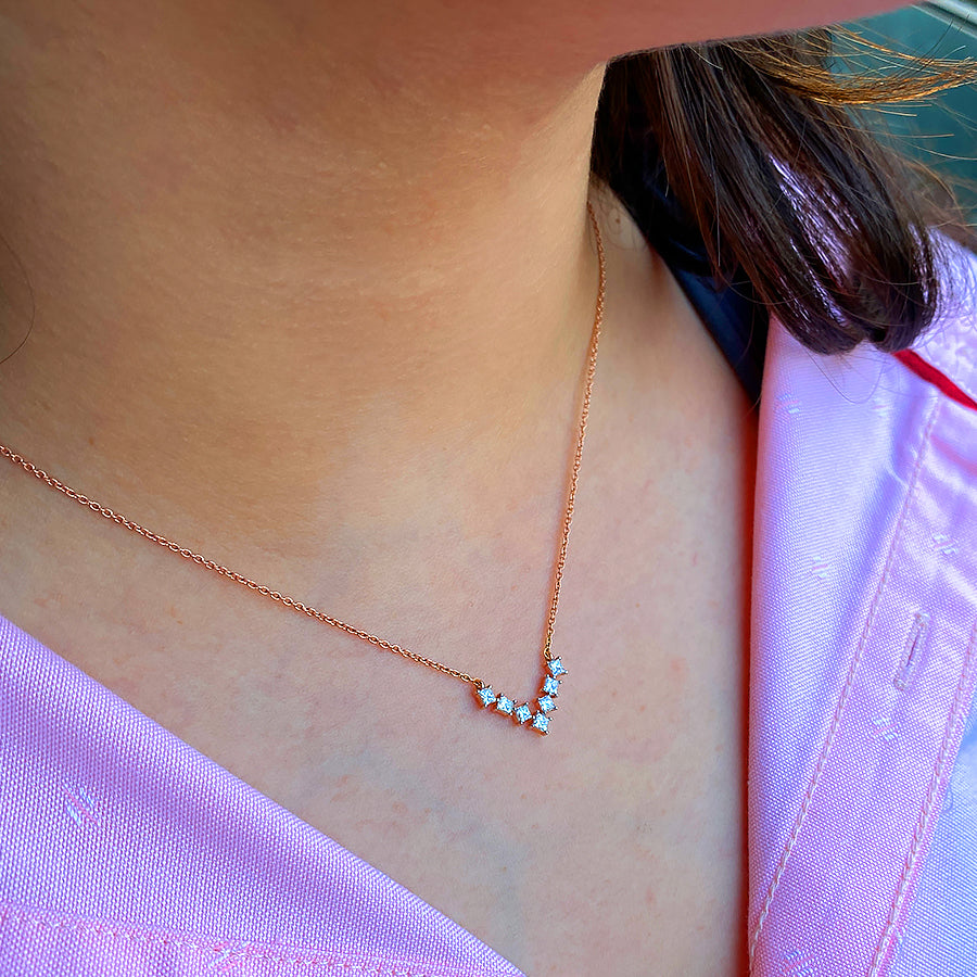 Fancy Cut V diamond Necklace