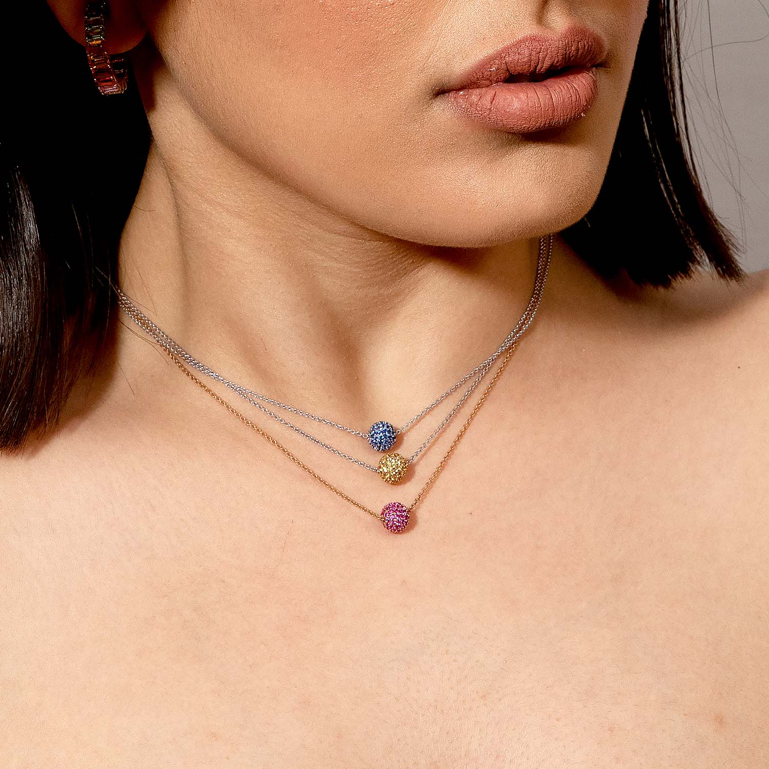 Blue Sapphire Studded Ball Necklace