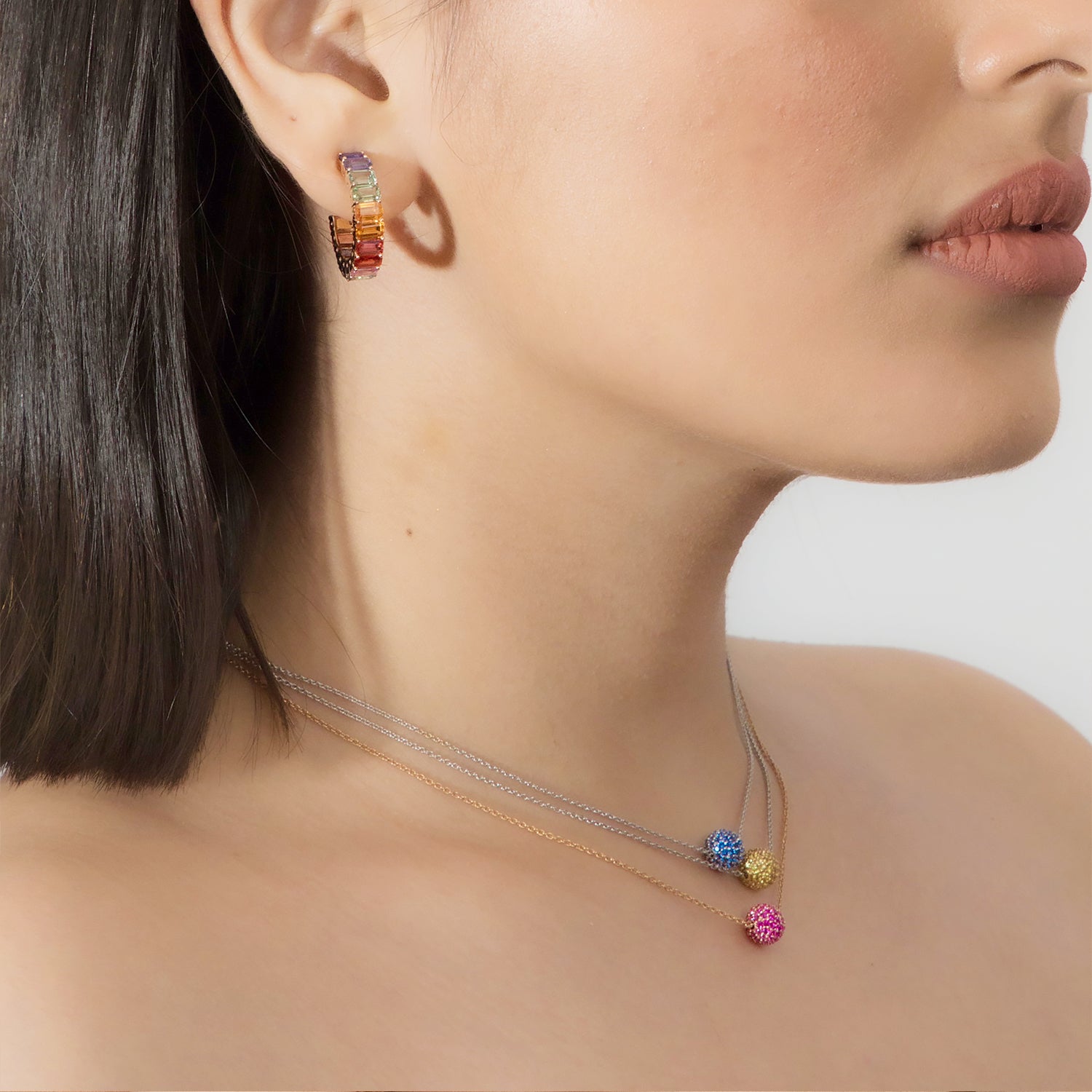 Pink Sapphire Studded Ball Necklace