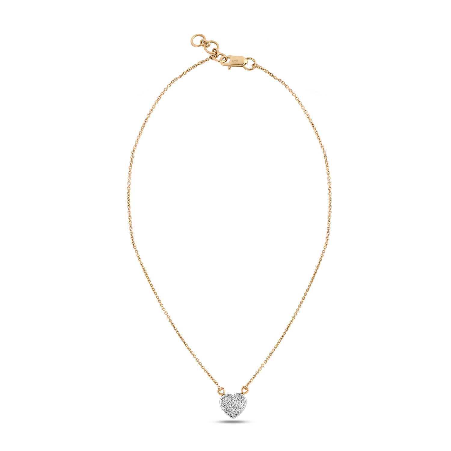 Diamond Heart Necklace with Mini Hearts Links