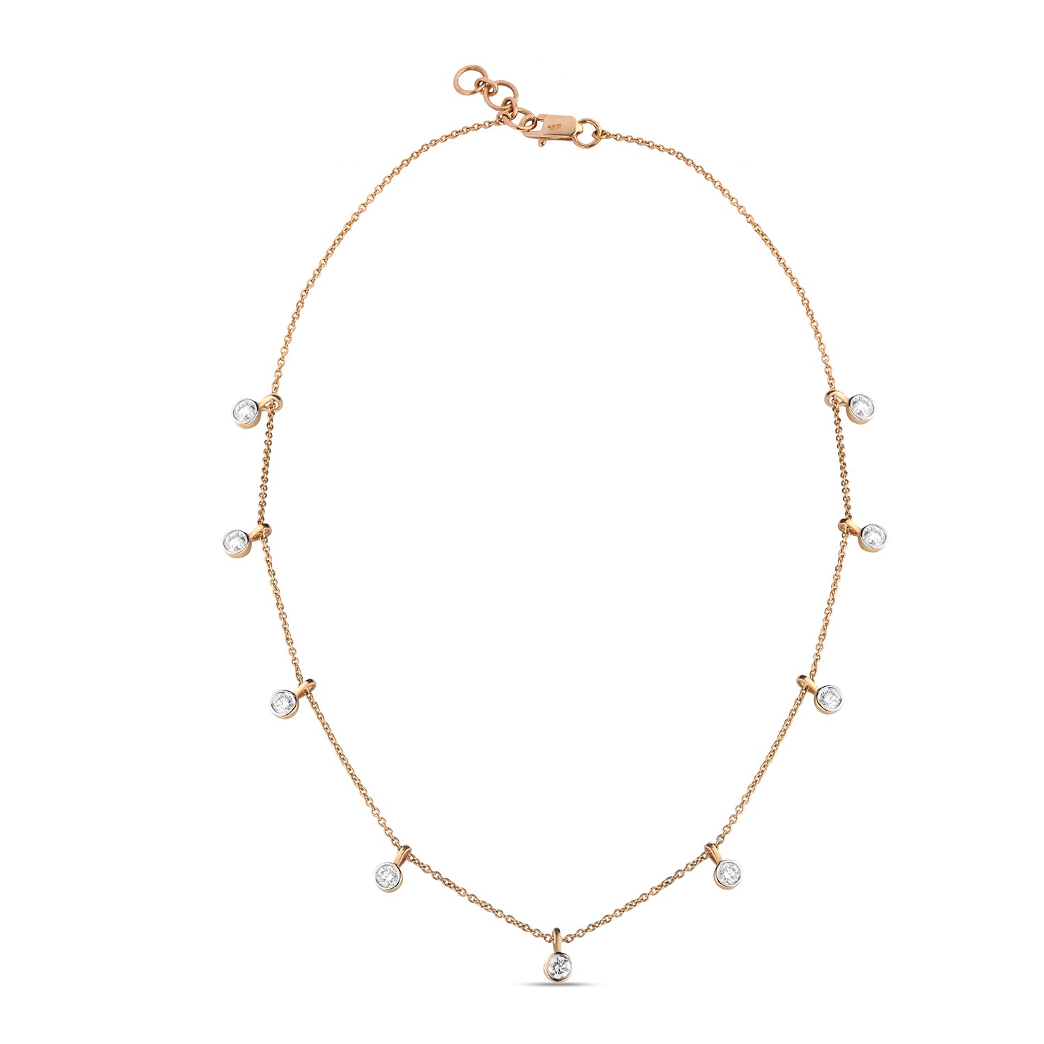 Dangling Bezel Diamond Charm Necklace