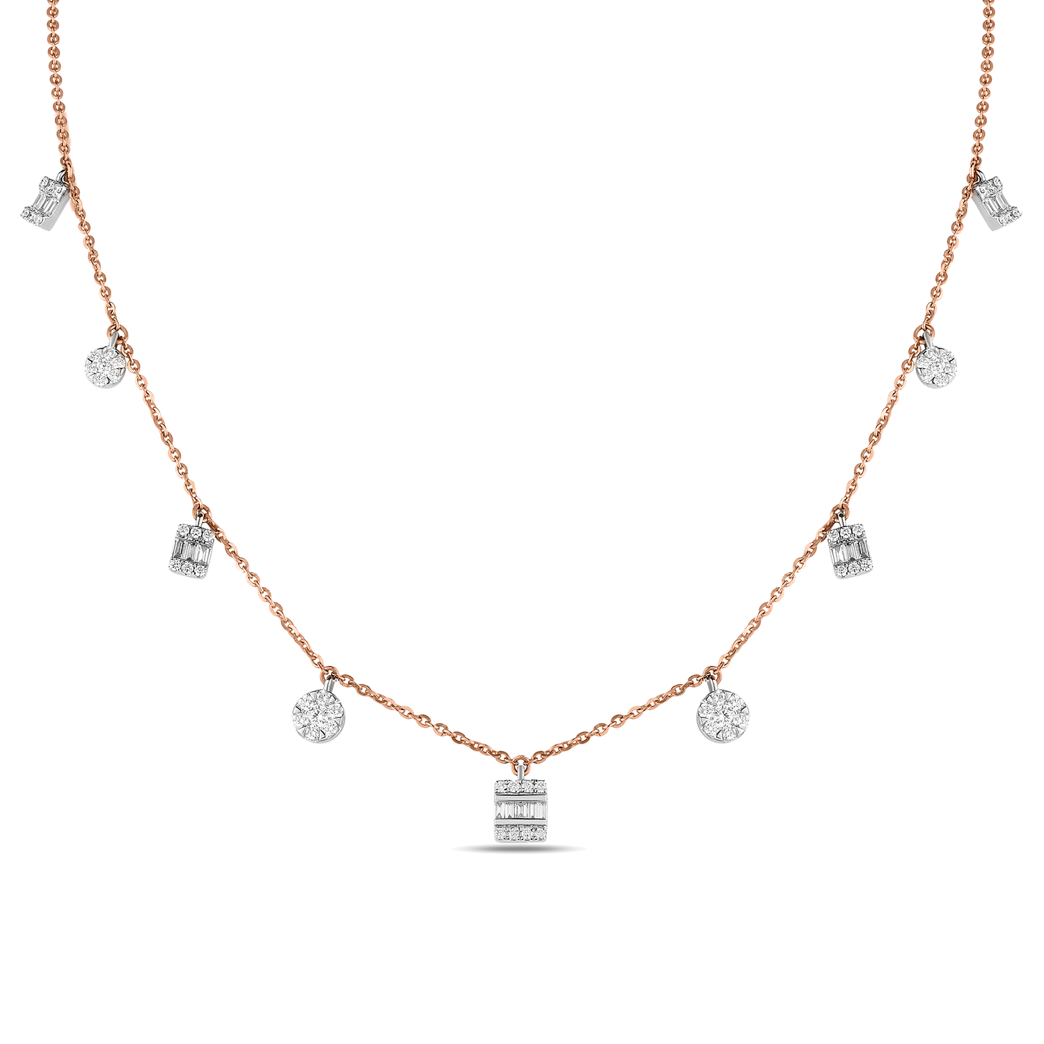 Multi Diamond Charm Chain Nekclace