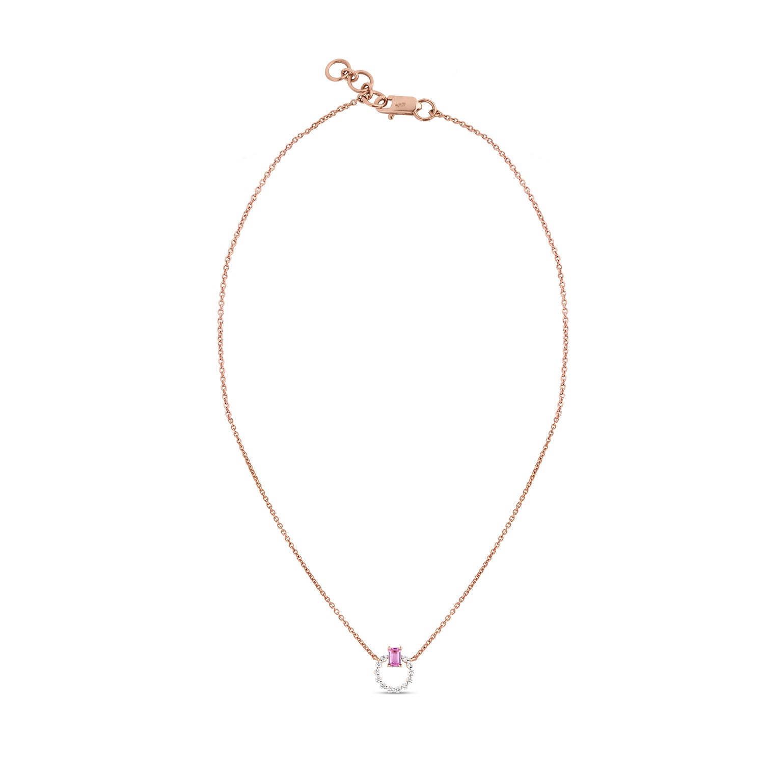 Pink Sapphire Circular Diamond Necklace