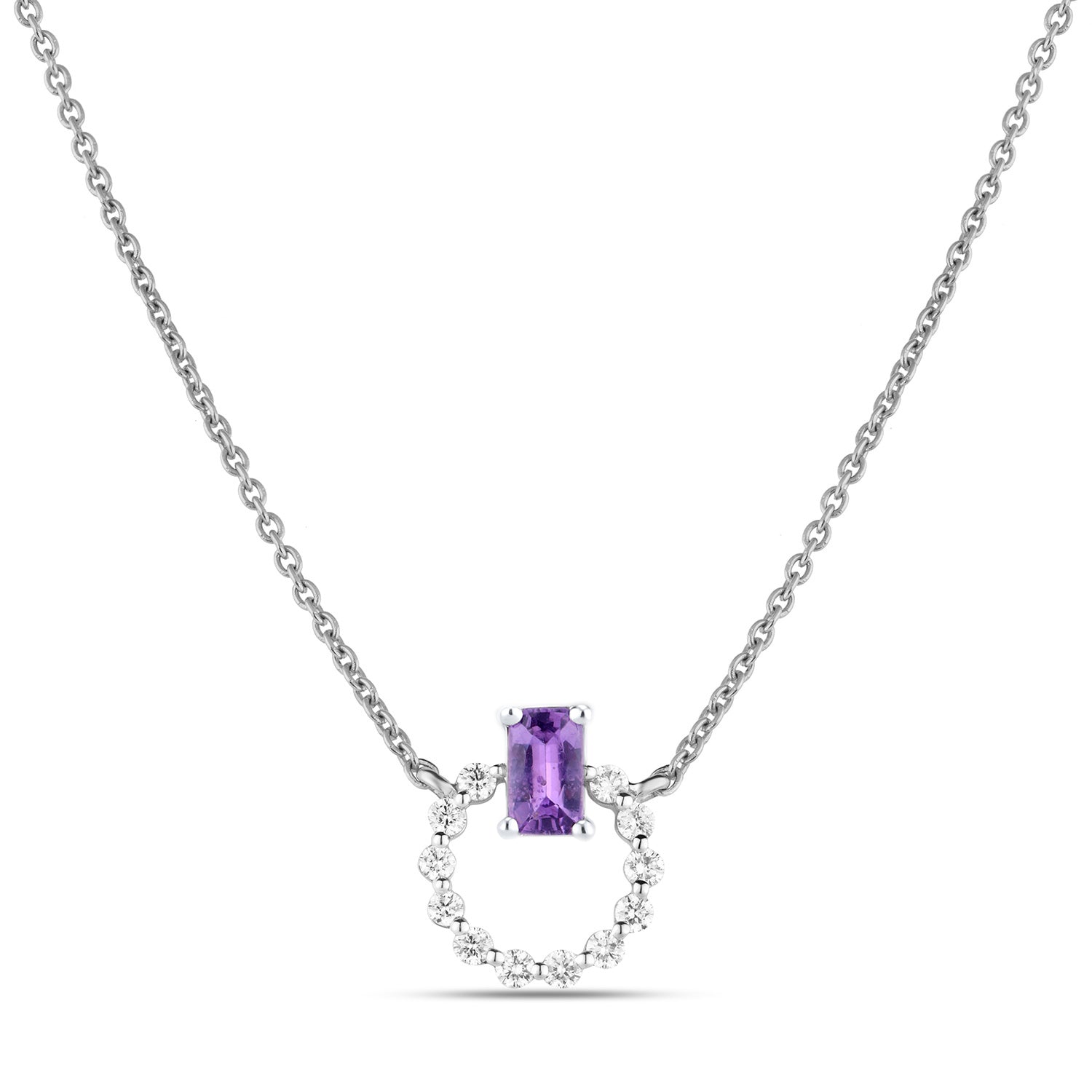 Purple Sapphire Circular Diamond Neckalce