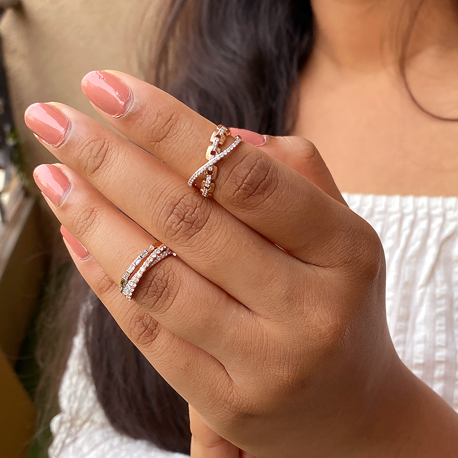 Matte Finish Cuban Diamond Statment Ring