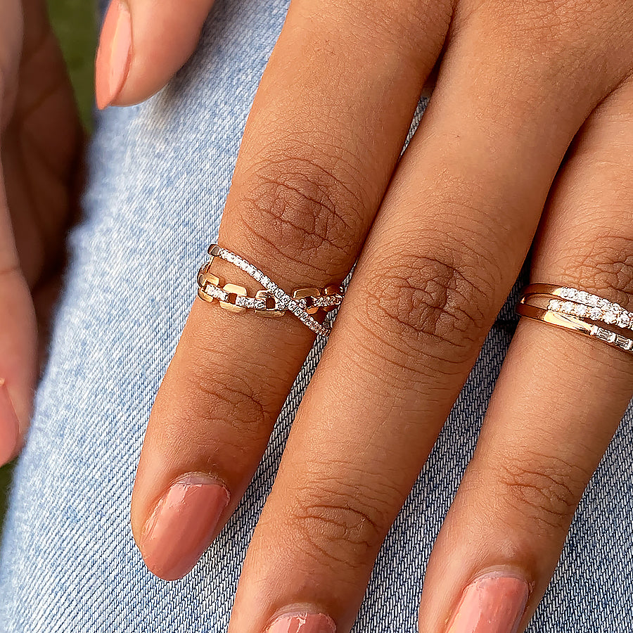 Matte Finish Cuban Diamond Statment Ring