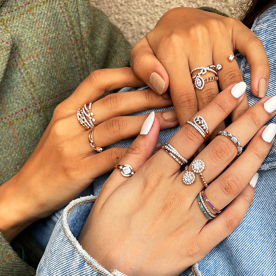 Abstract Baguette  Diamond Ring